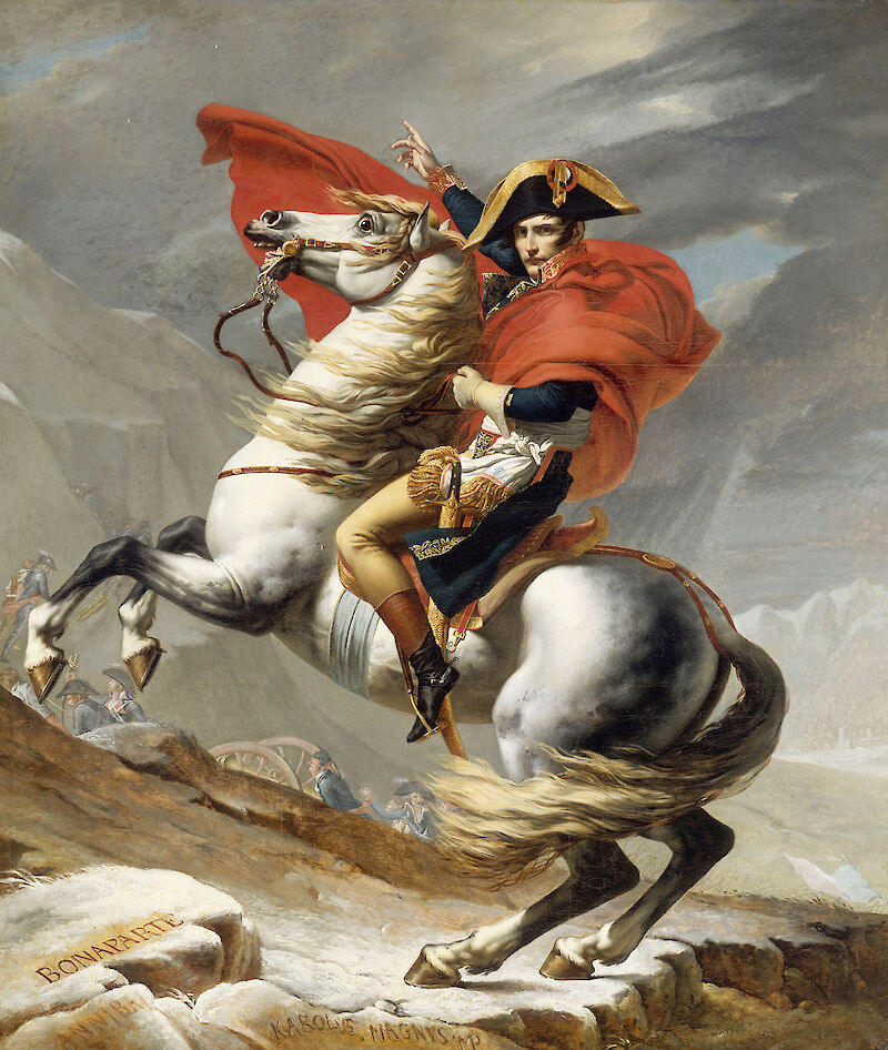 Bonaparte Crossing the Grand Saint-Bernard Pass scale comparison