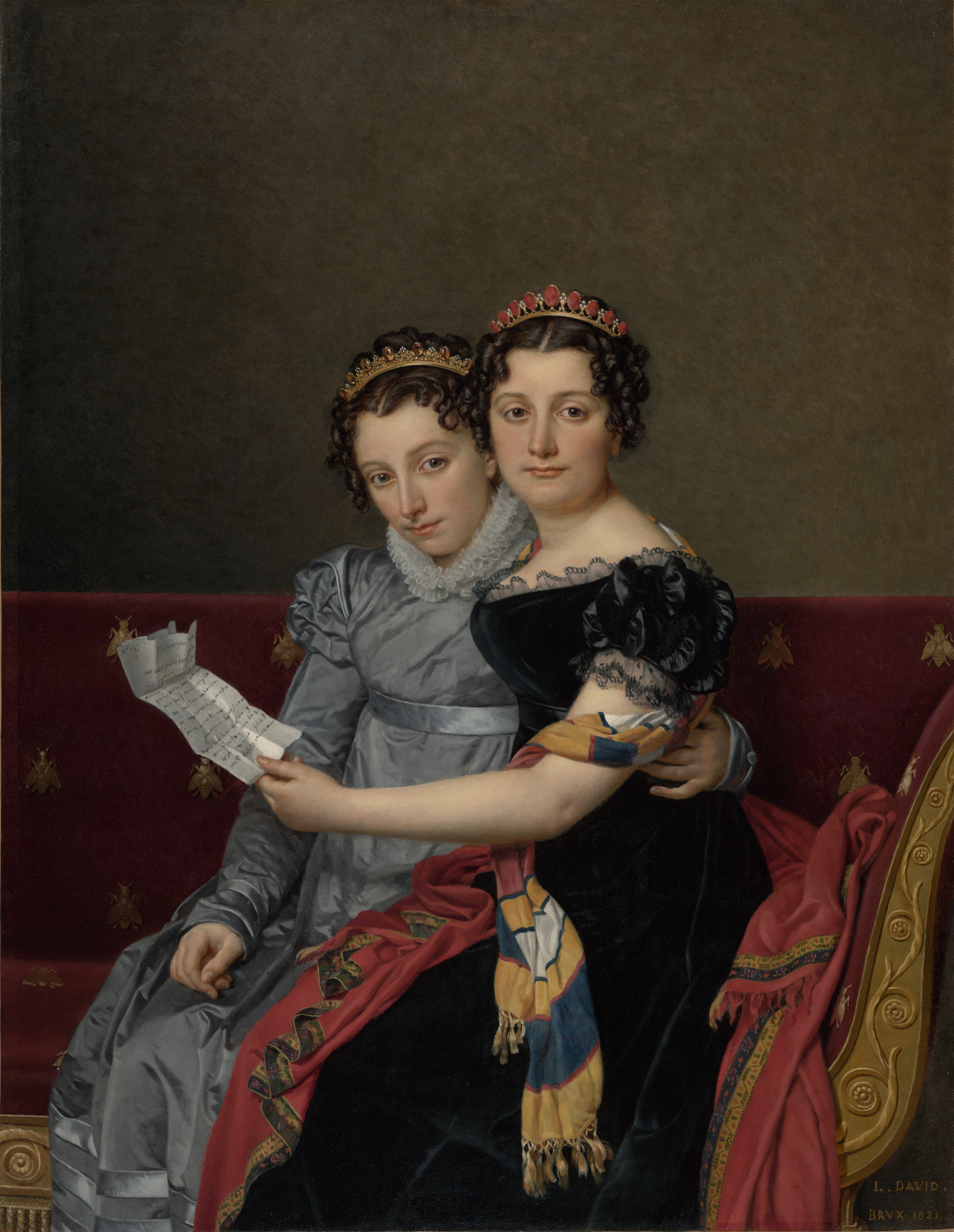 Portrait of the Sisters Zénaïde and Charlotte Bonaparte, zoomed in