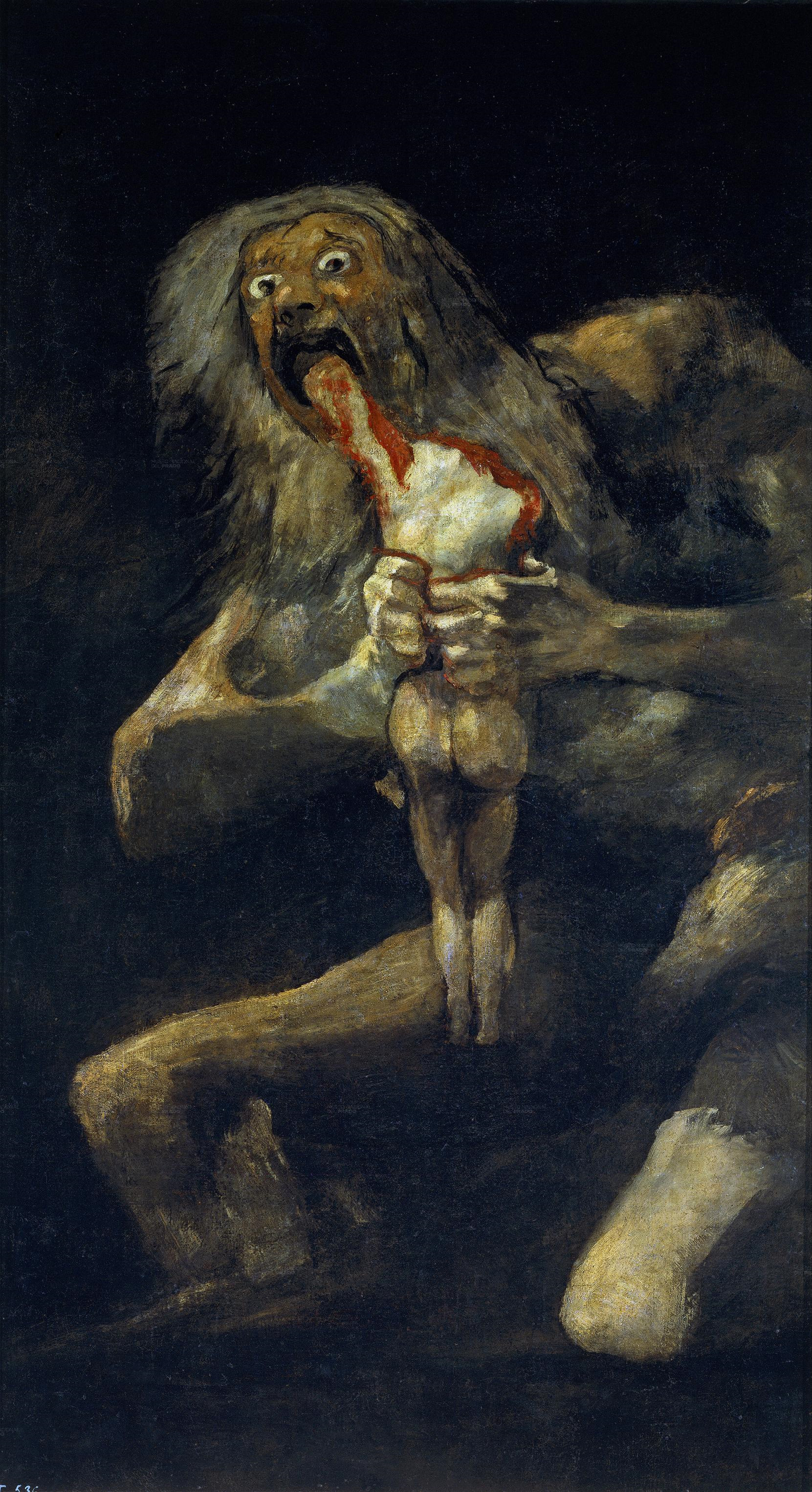 Saturn Devouring one of his Children, zoomed in
