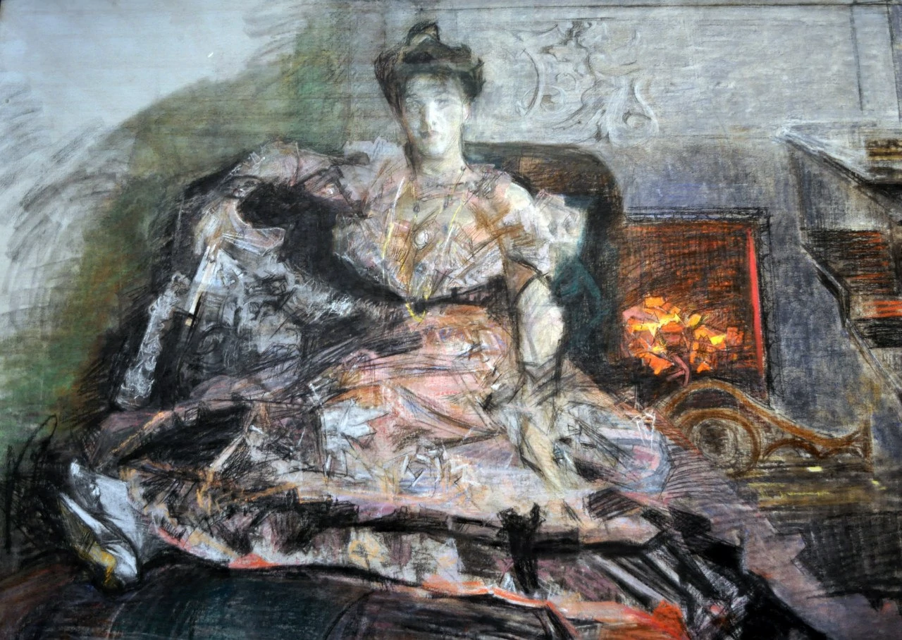 After the Concert, at the Fireplace, Mikhail Vrubel
