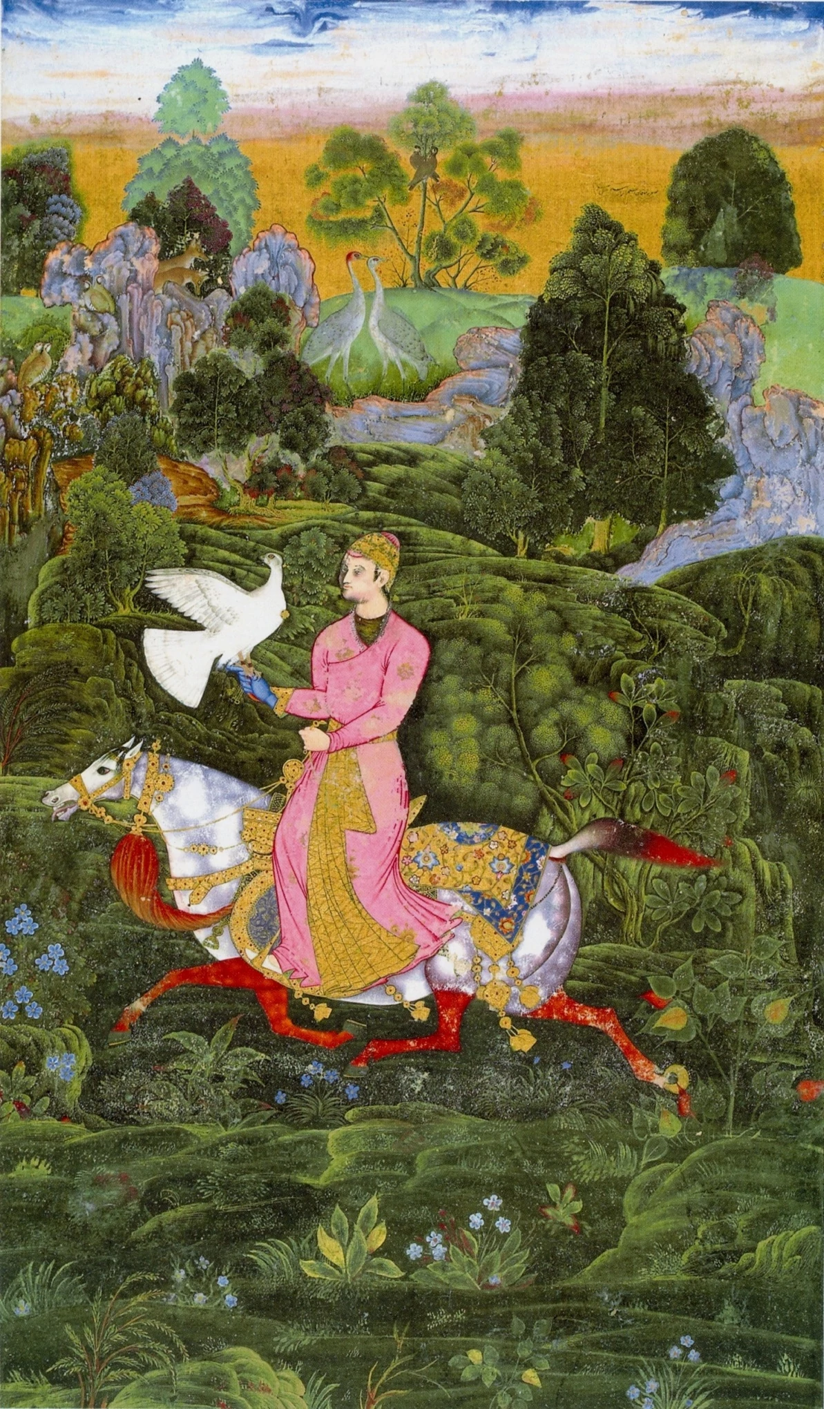 Sultan Ibrahim Adil Shah II Khan Hunting with a Hawk, Farrukh Beg