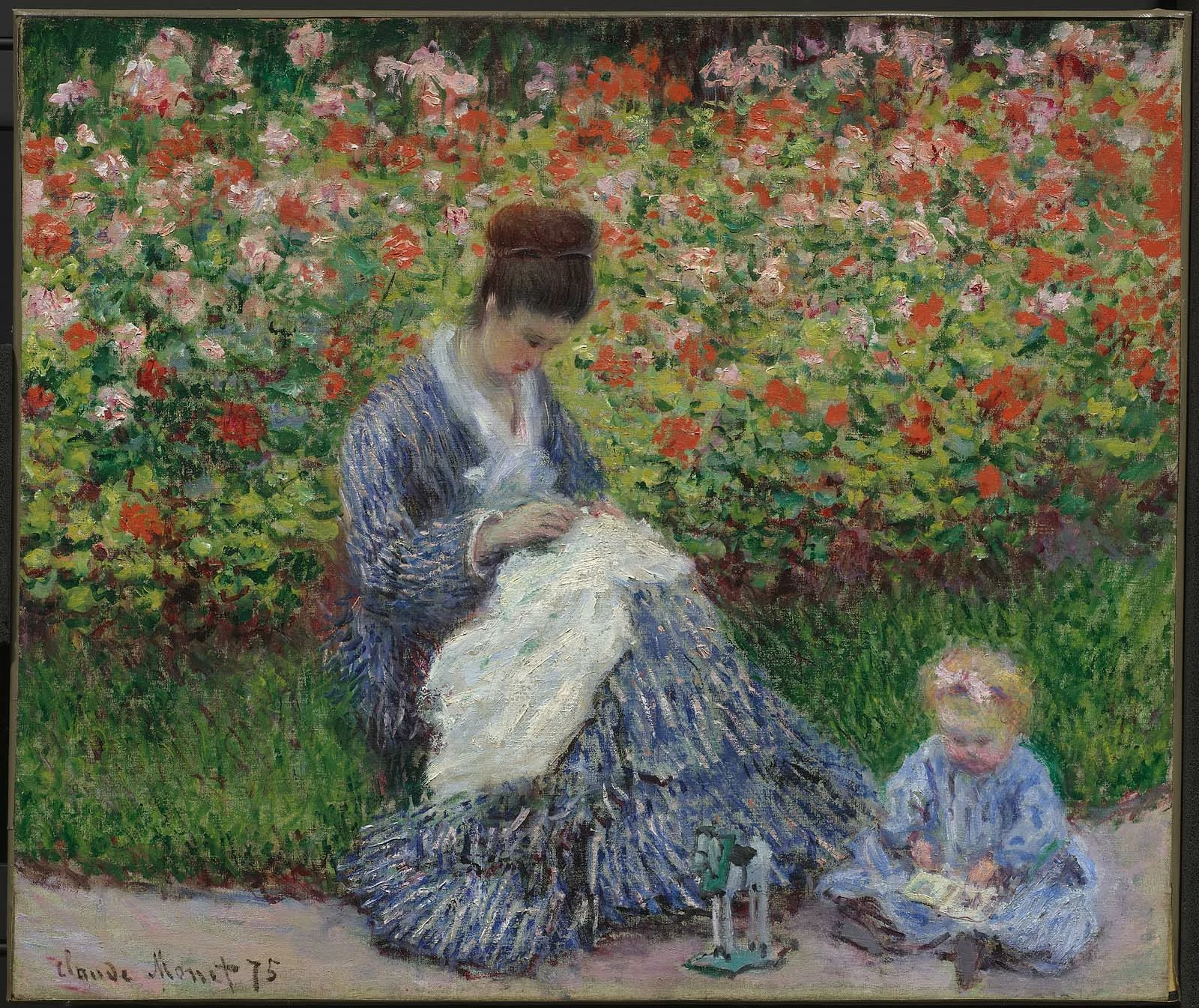 Camille Monet and a Child in the Garden in Argenteuil, Claude Monet