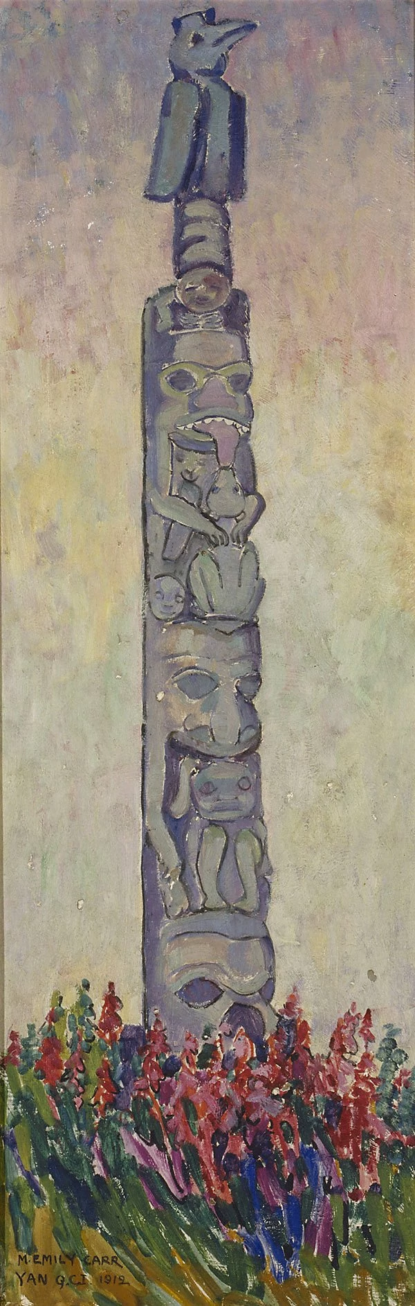 Indian Totem pole, Yan, Queen Charlotte Islands, Emily Carr