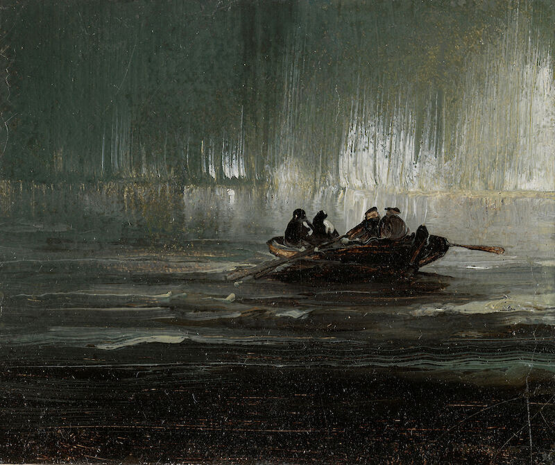 The Northern Lights over Four Men in a Rowboat scale comparison