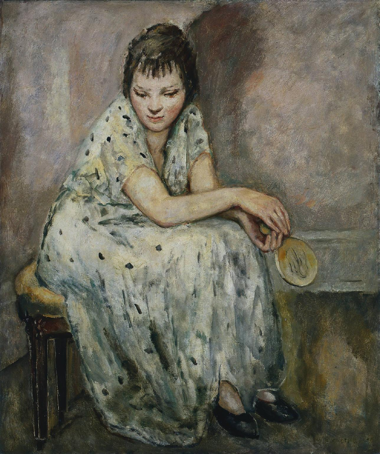 Young Woman in White, zoomed in