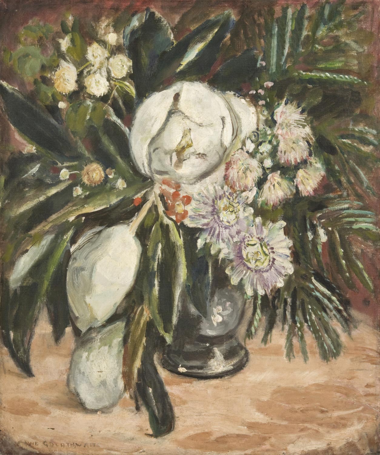 Magnolia and Passion Flowers, zoomed in