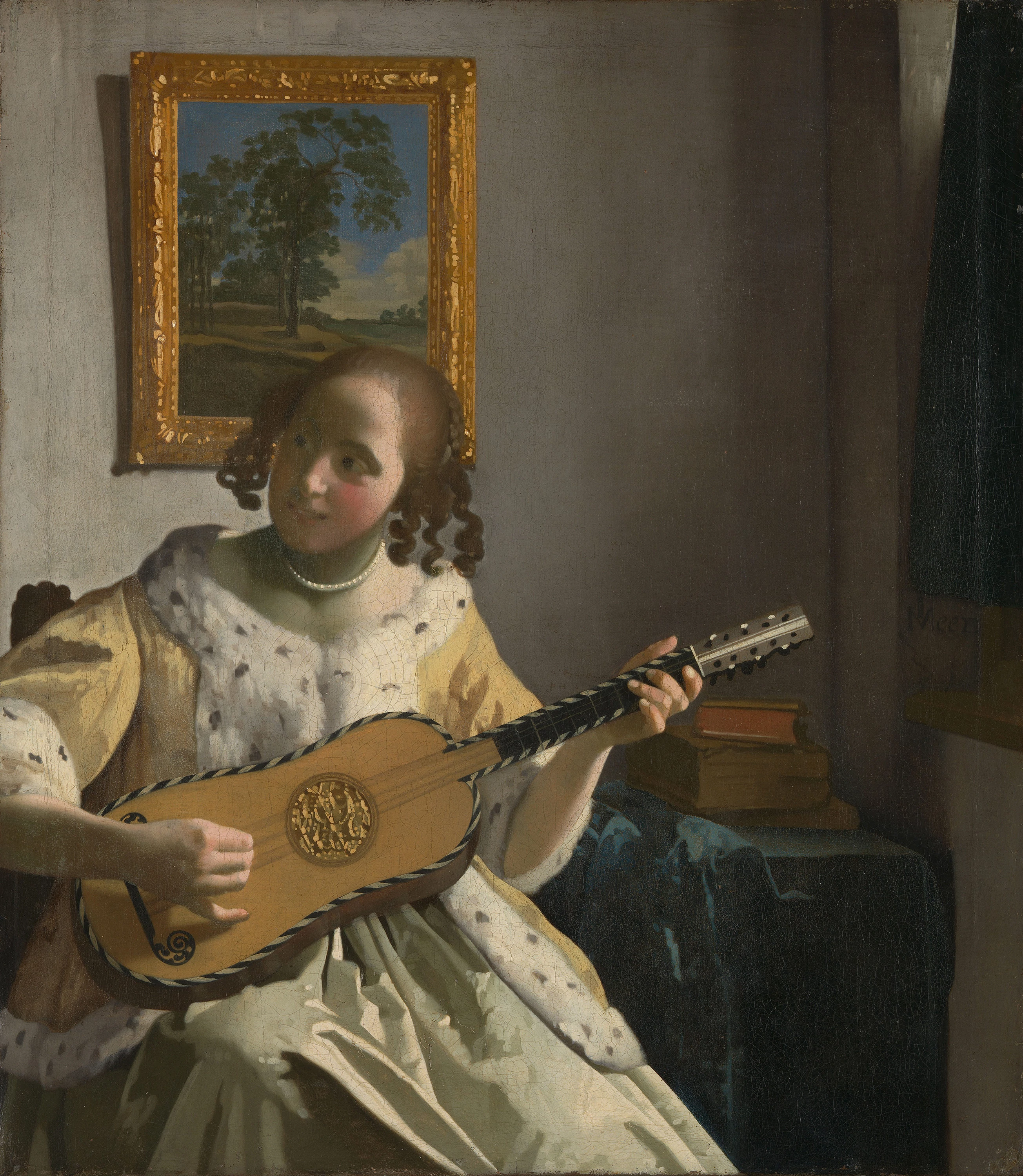 Young Woman Playing a Guitar, Johannes Vermeer