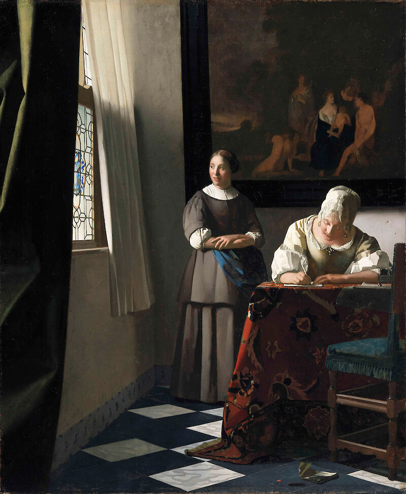 A Woman Writing a Letter with her Maidservant scale comparison