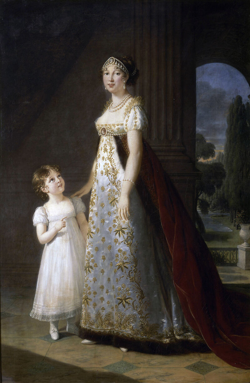 Portrait of Caroline Murat with her daughter, Letizia scale comparison