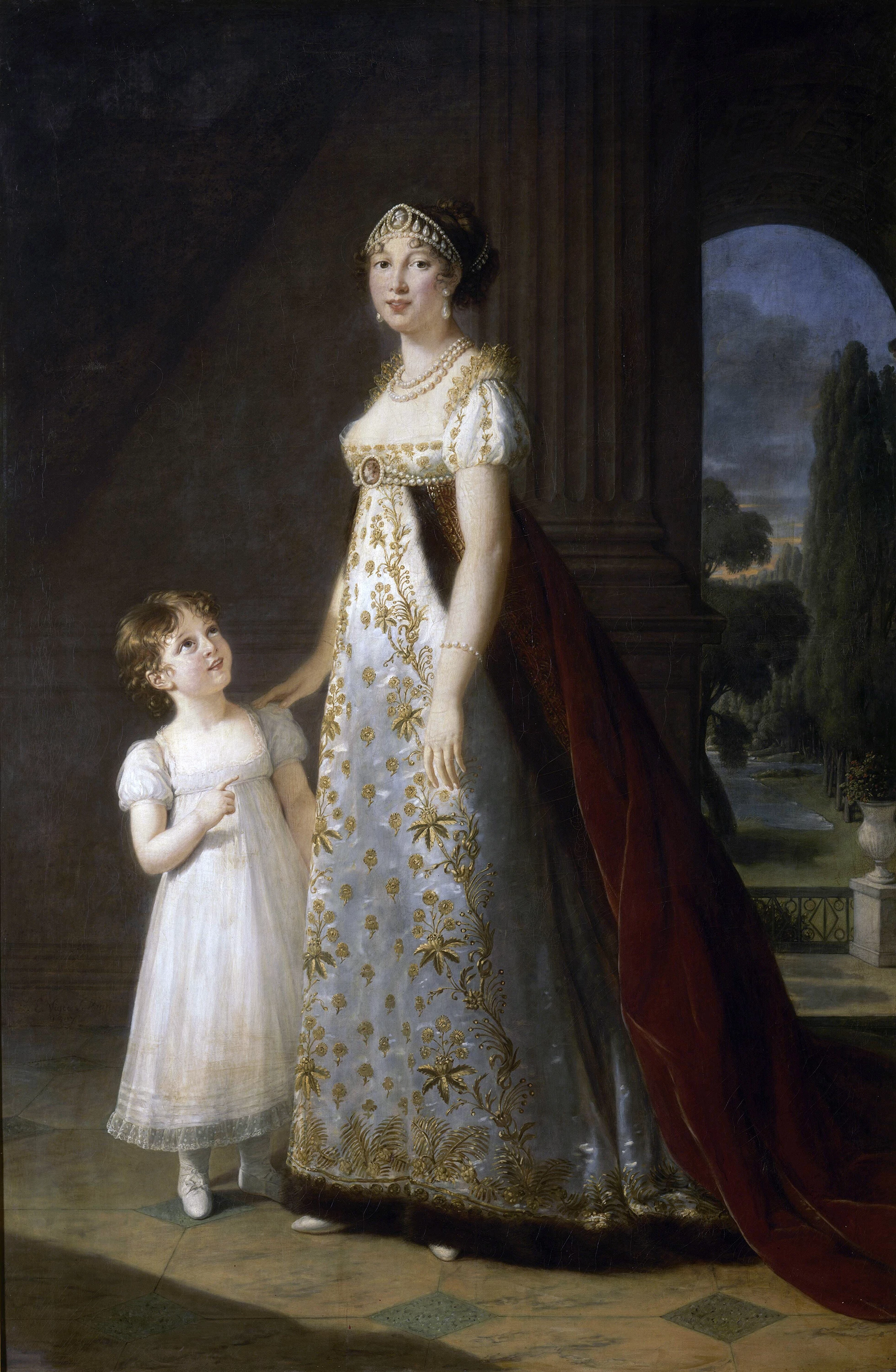 Portrait of Caroline Murat with her daughter, Letizia, Élisabeth Vigée Le Brun