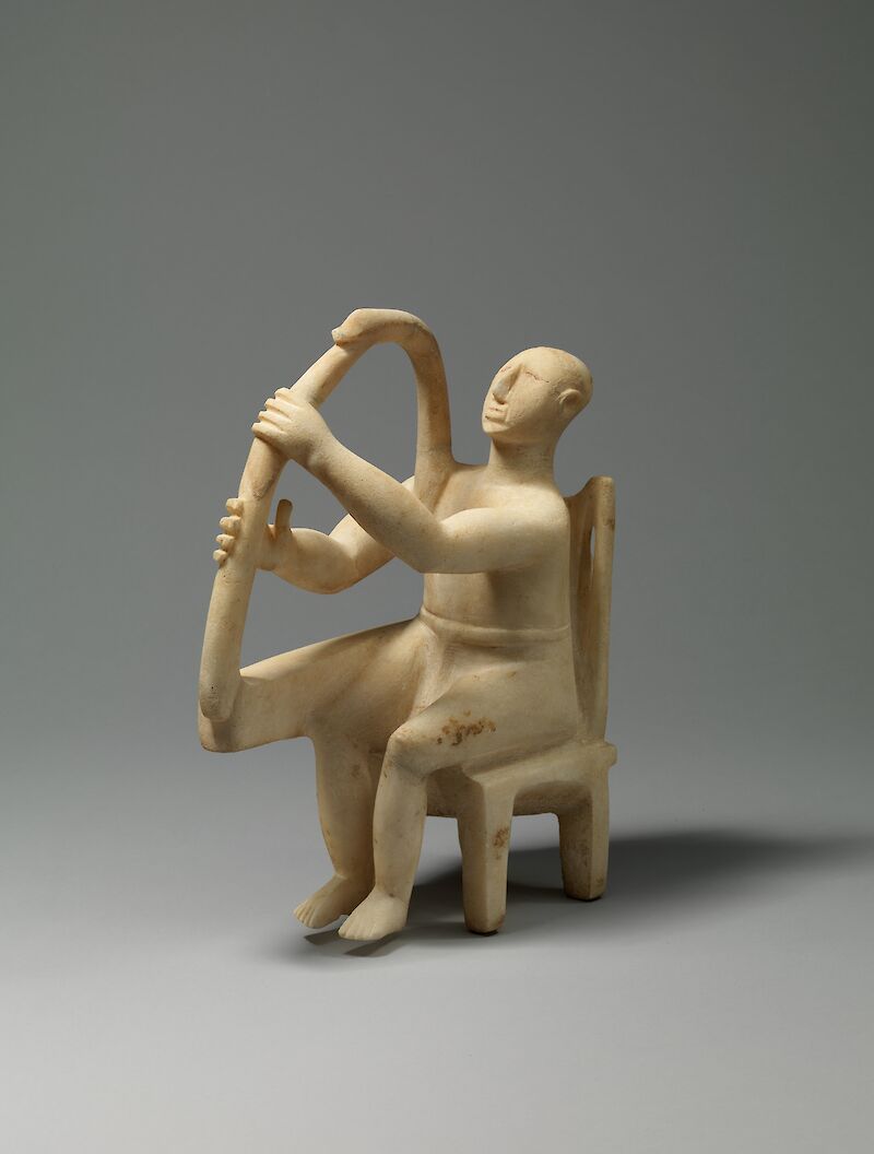 Cycladic seated harp player scale comparison