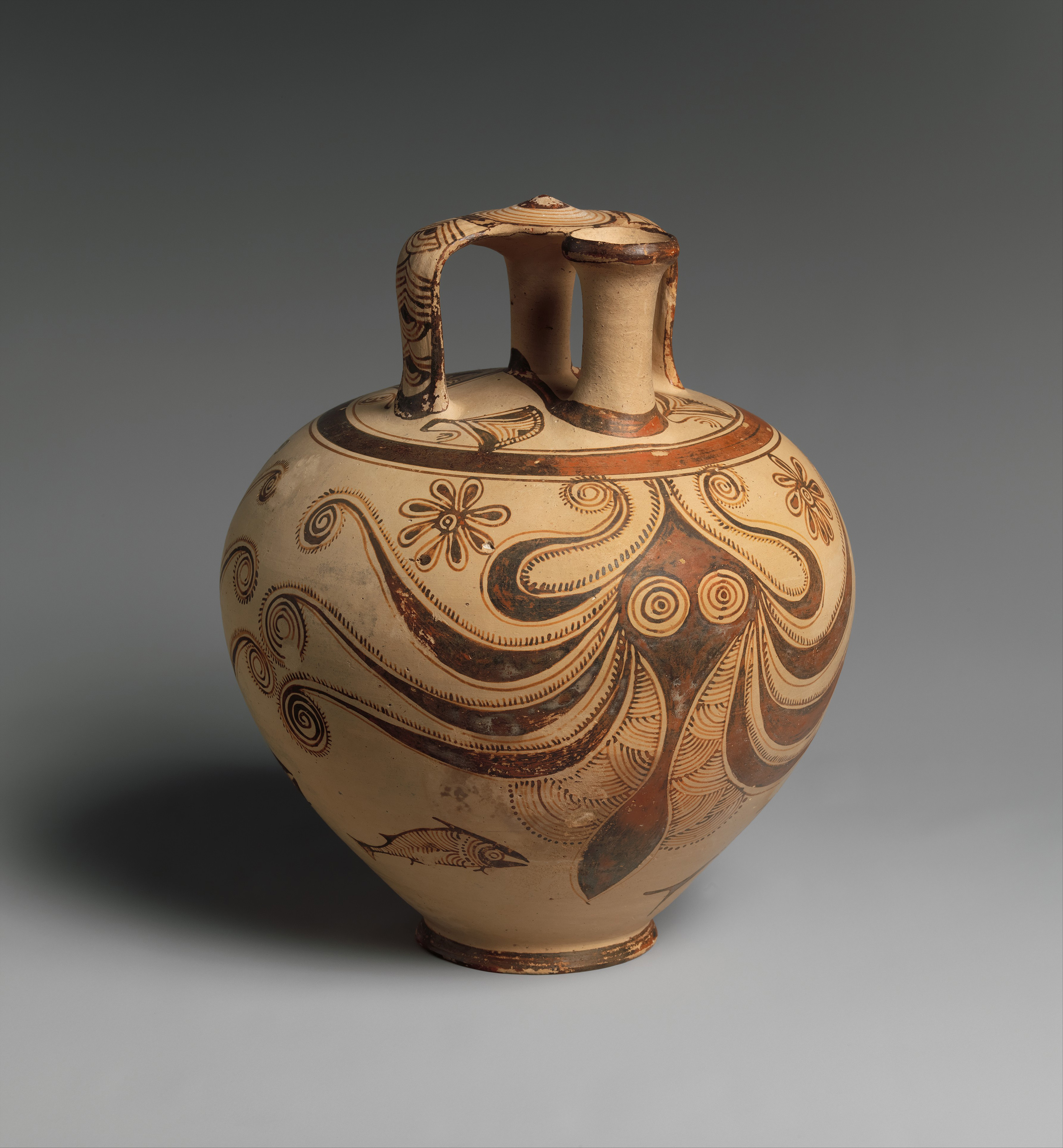 Mycenaean Octopus Stirrup Jar, zoomed in