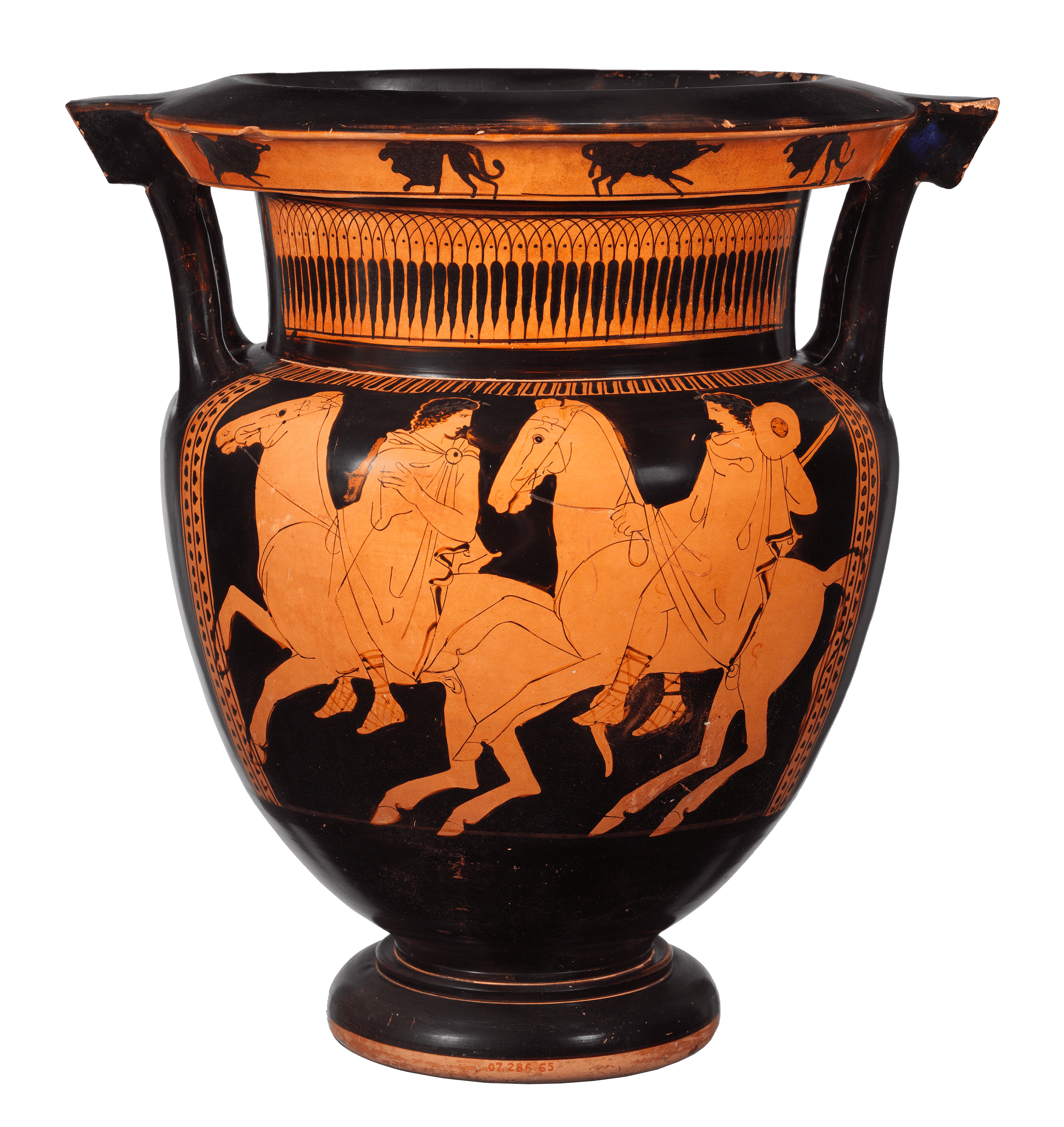 Terracotta column-krater, zoomed in