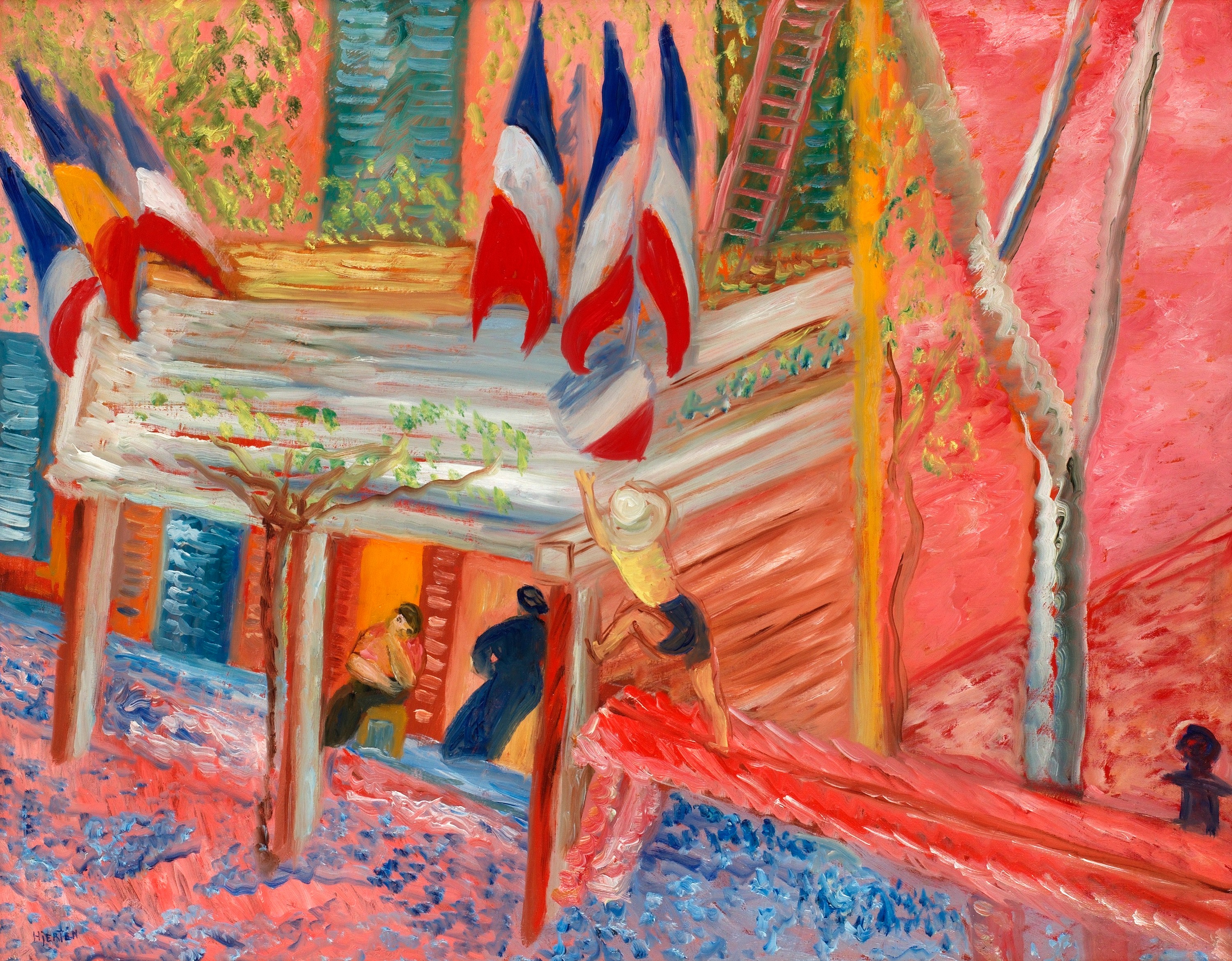 At the square in Cassis, 14th July, zoomed in