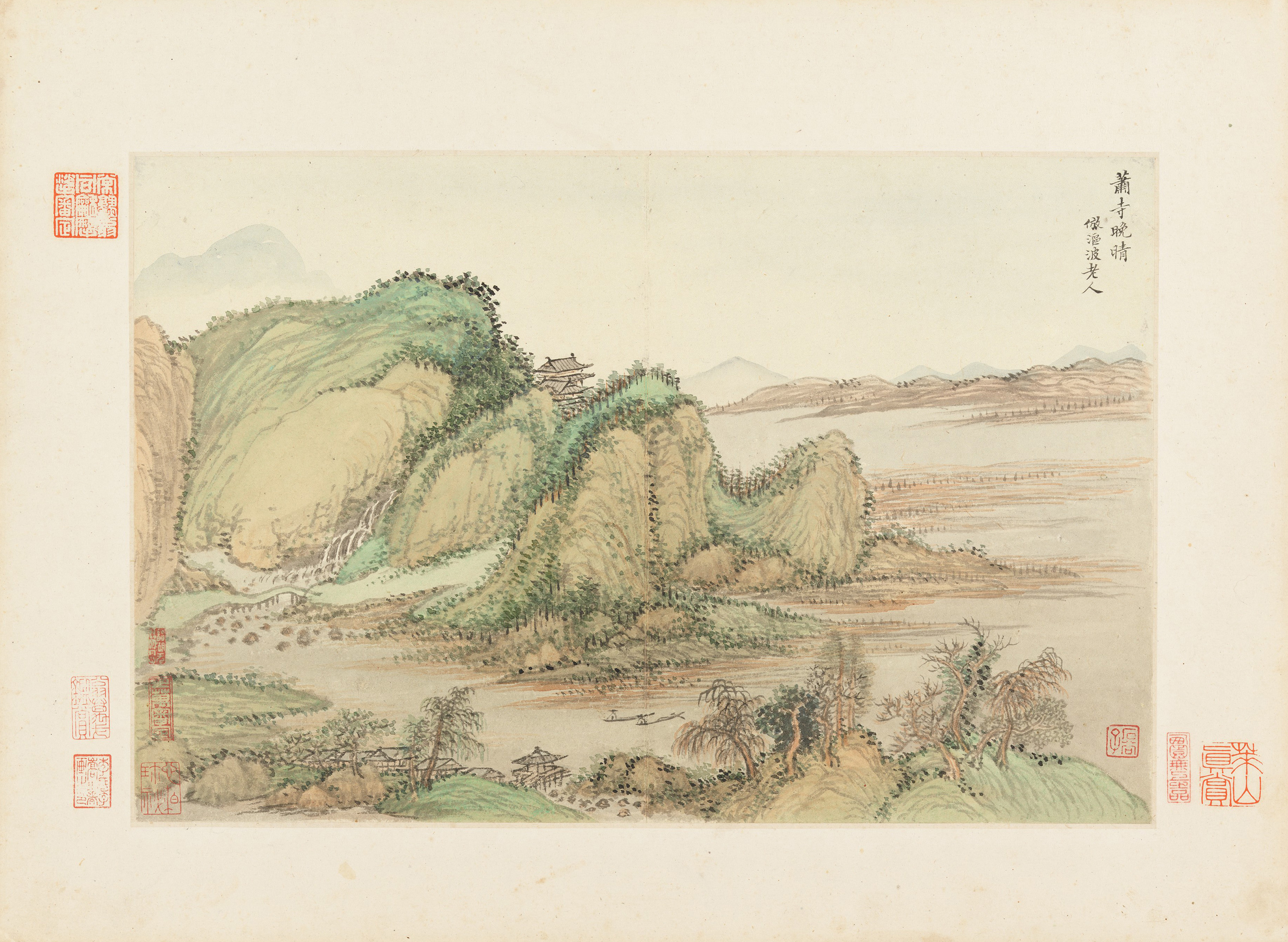 Buddhist Temple on a Clear Evening, after Oubo Laoren, zoomed in