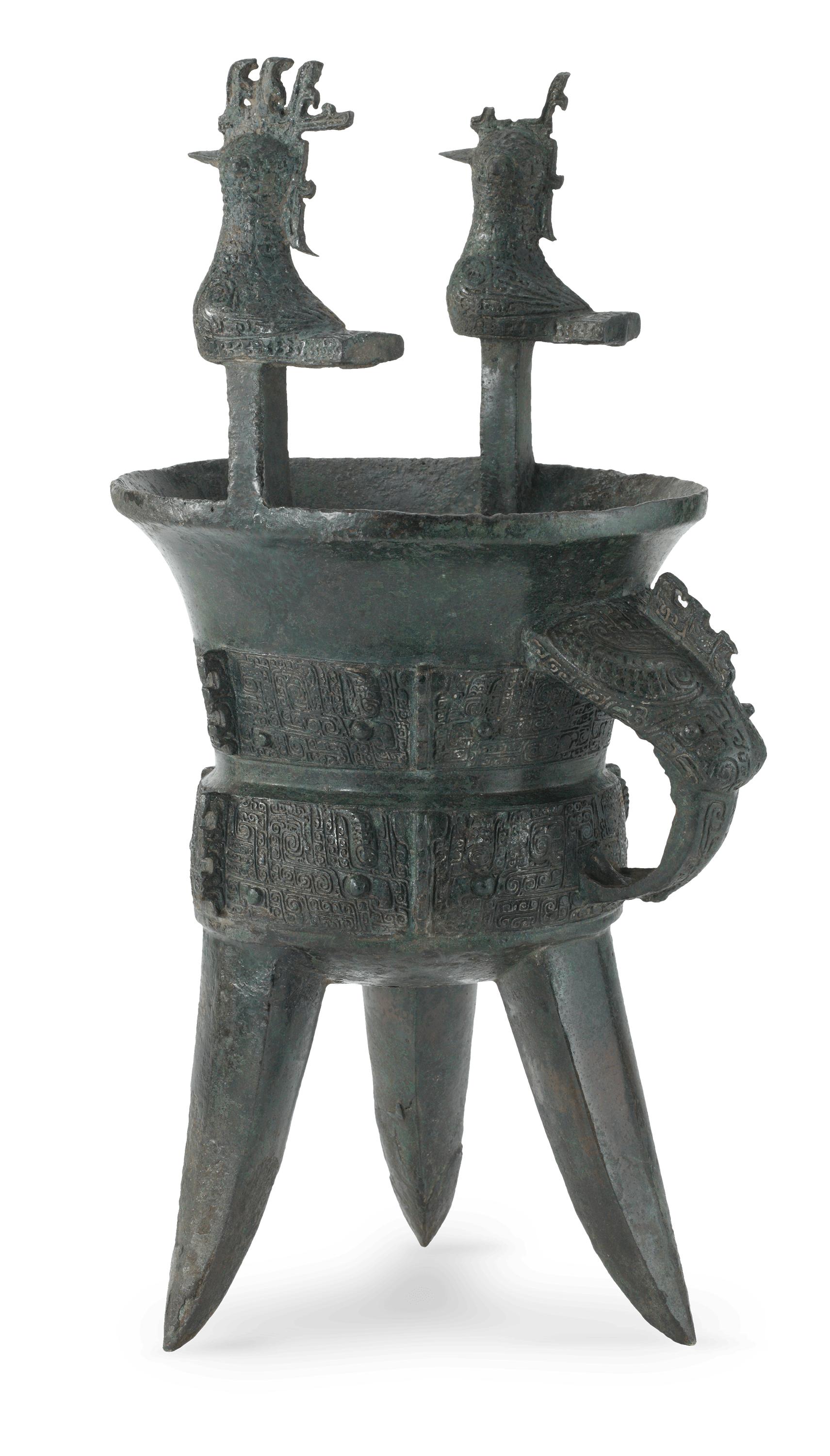 Ritual wine warmer (Jia), zoomed in