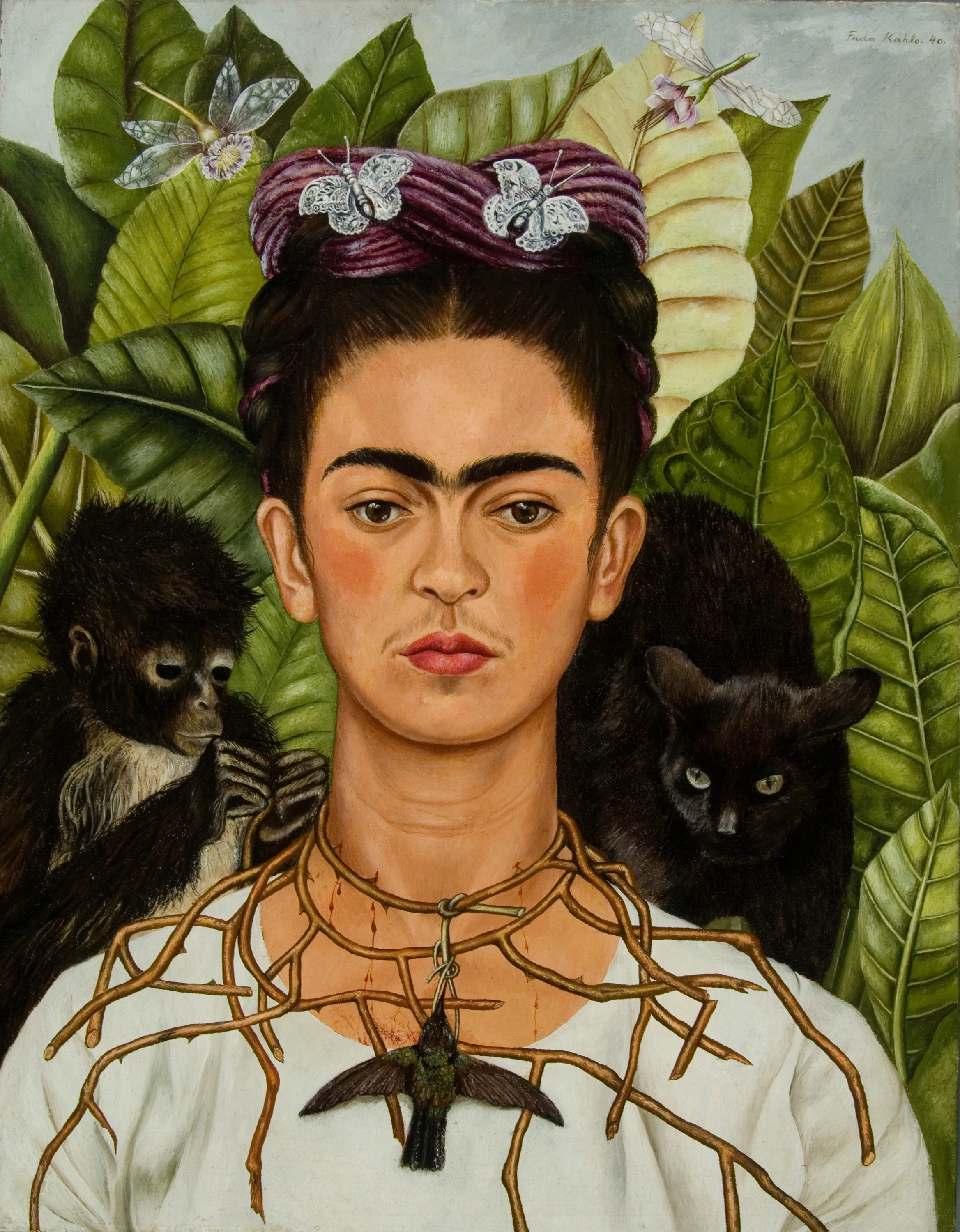 Self-Portrait with Thorn Necklace and Hummingbird, Frida Kahlo