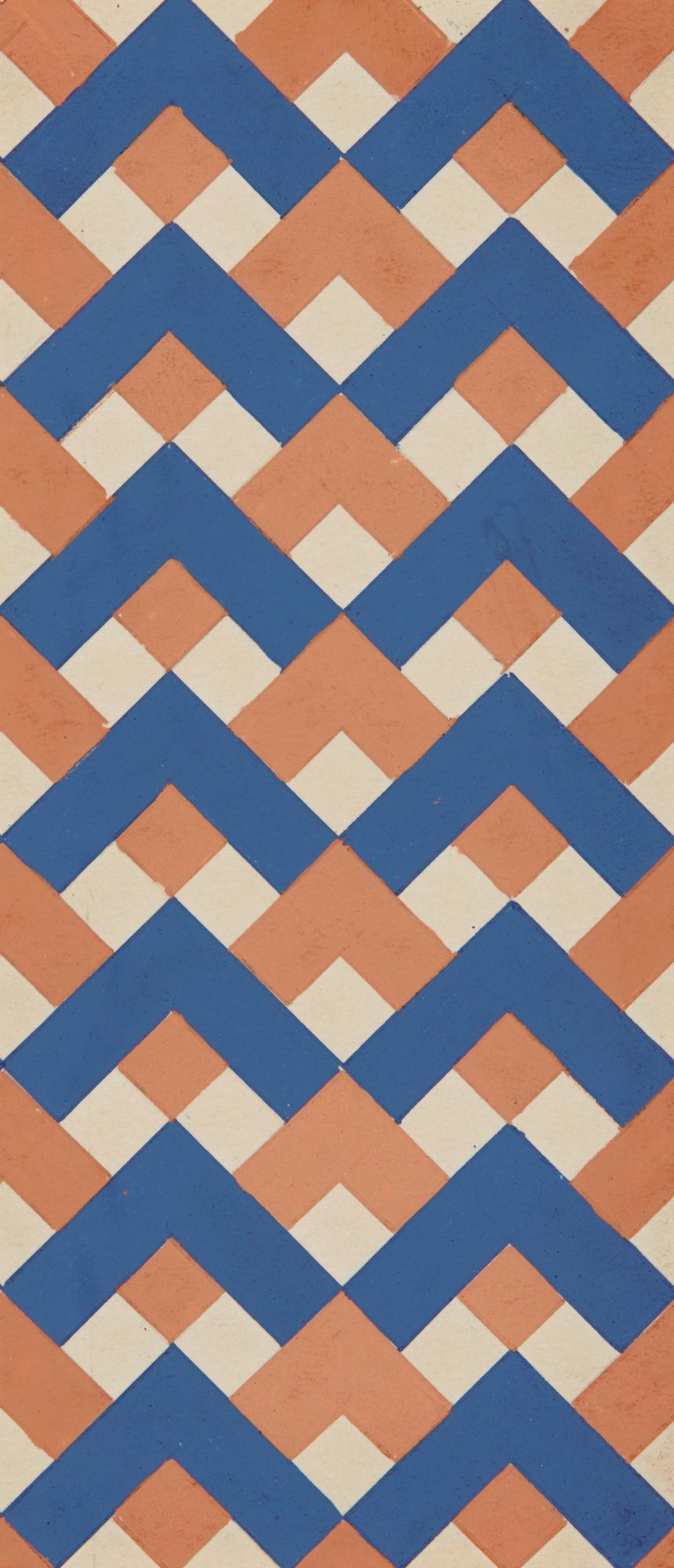 Textile Design in Blue and Orange, zoomed in