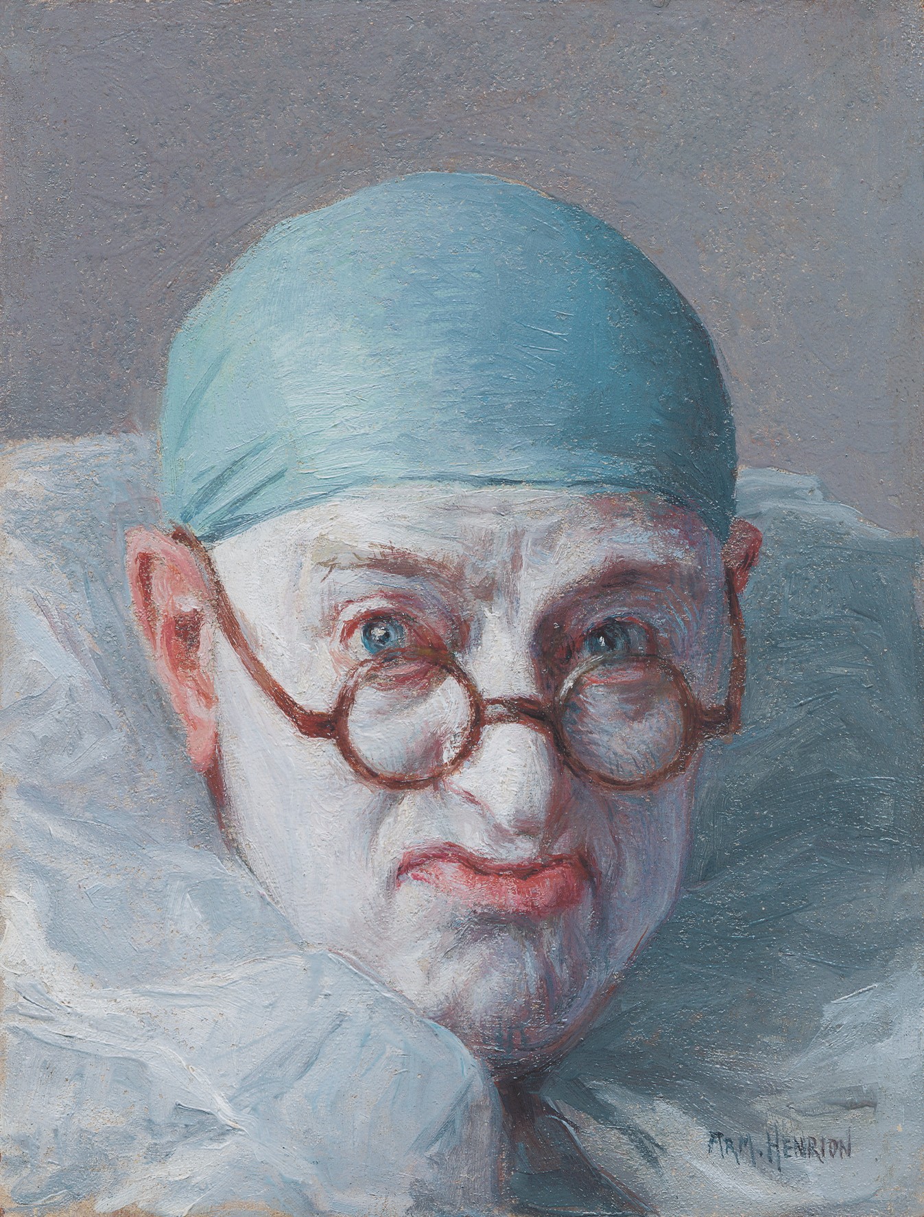 Self-portrait as Pierrot, zoomed in