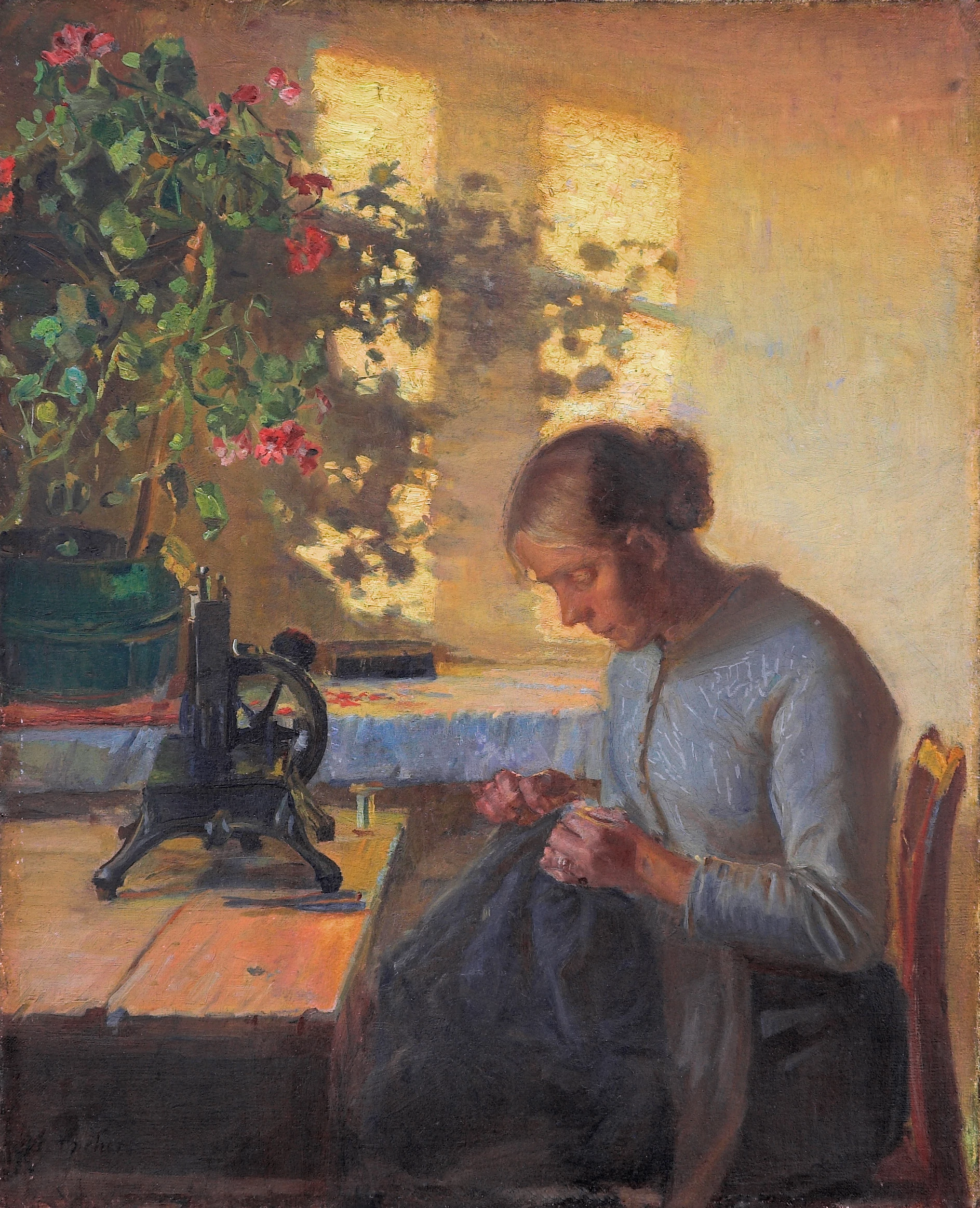 Fisherman's wife sewing, Anna Ancher