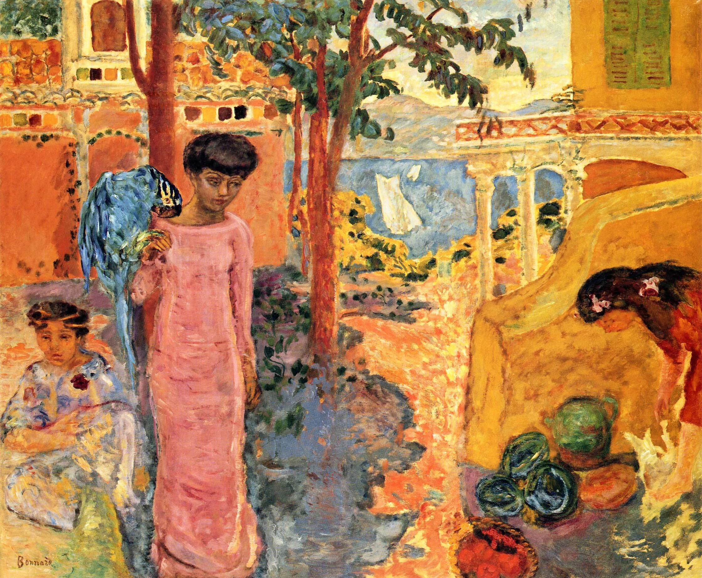 Girl with Parrot, Pierre Bonnard