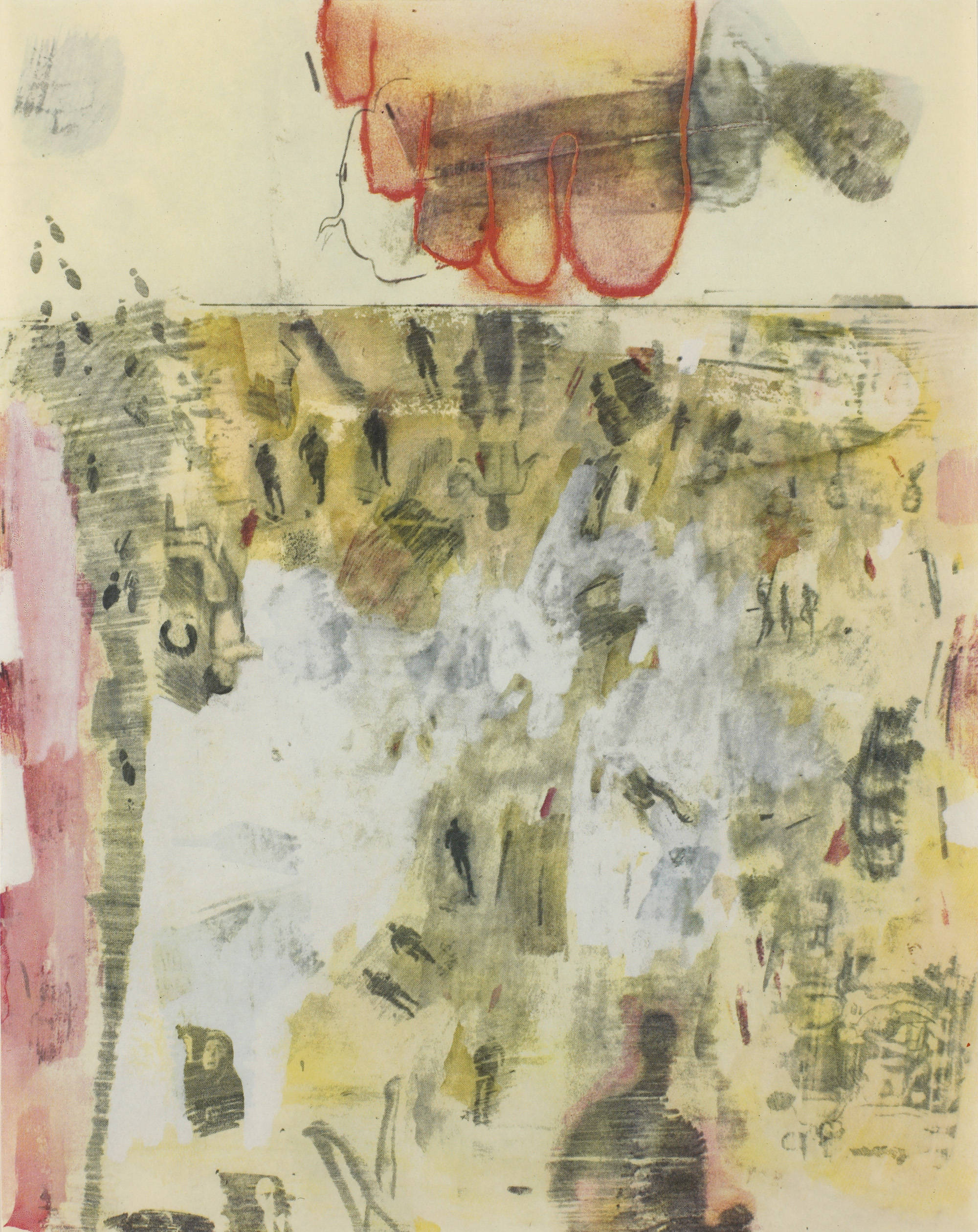 Canto XIV, from Rauschenberg: XXXIV Drawings for Dante's Inferno, zoomed in