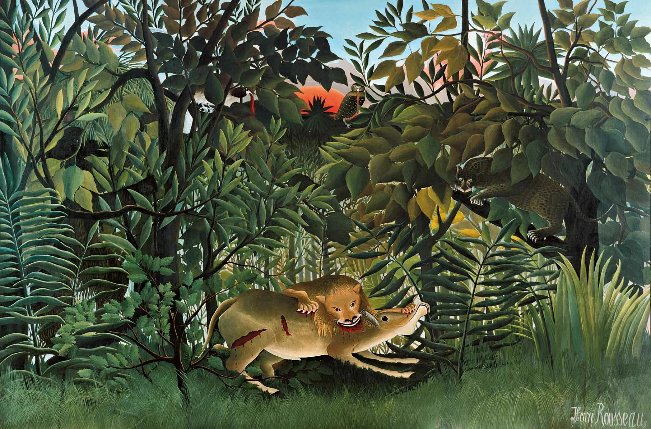 The Hungry Lion throws itself on the Antelope, Henri Rousseau