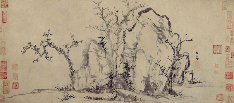Elegant Rocks and Sparse Trees, 秀石疏林 scale comparison
