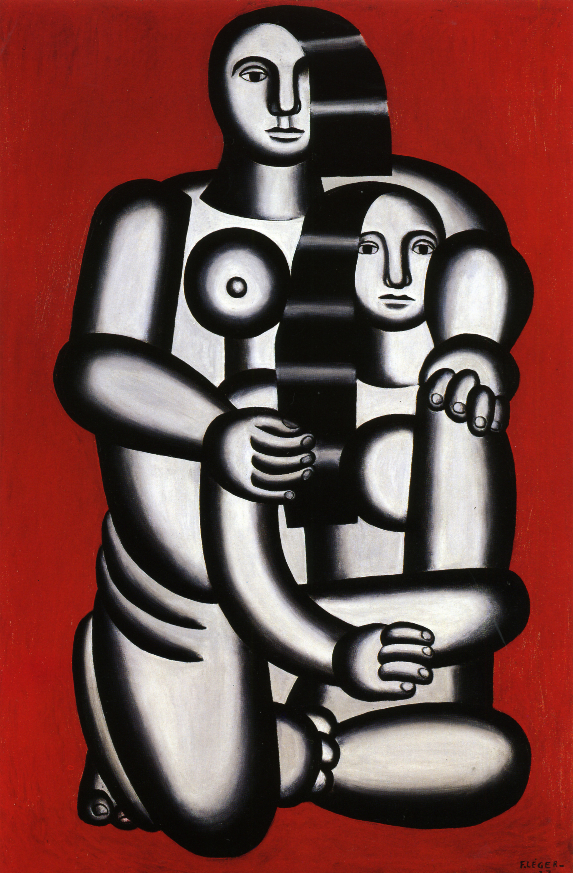 Two Figures (Nudes on a red background), zoomed in