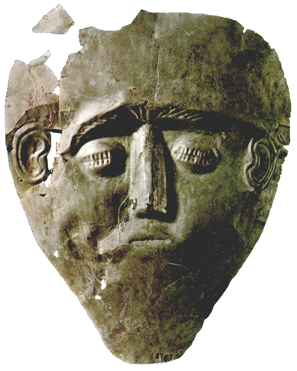 Electrum Grave Mask from Grave Circle B, zoomed in