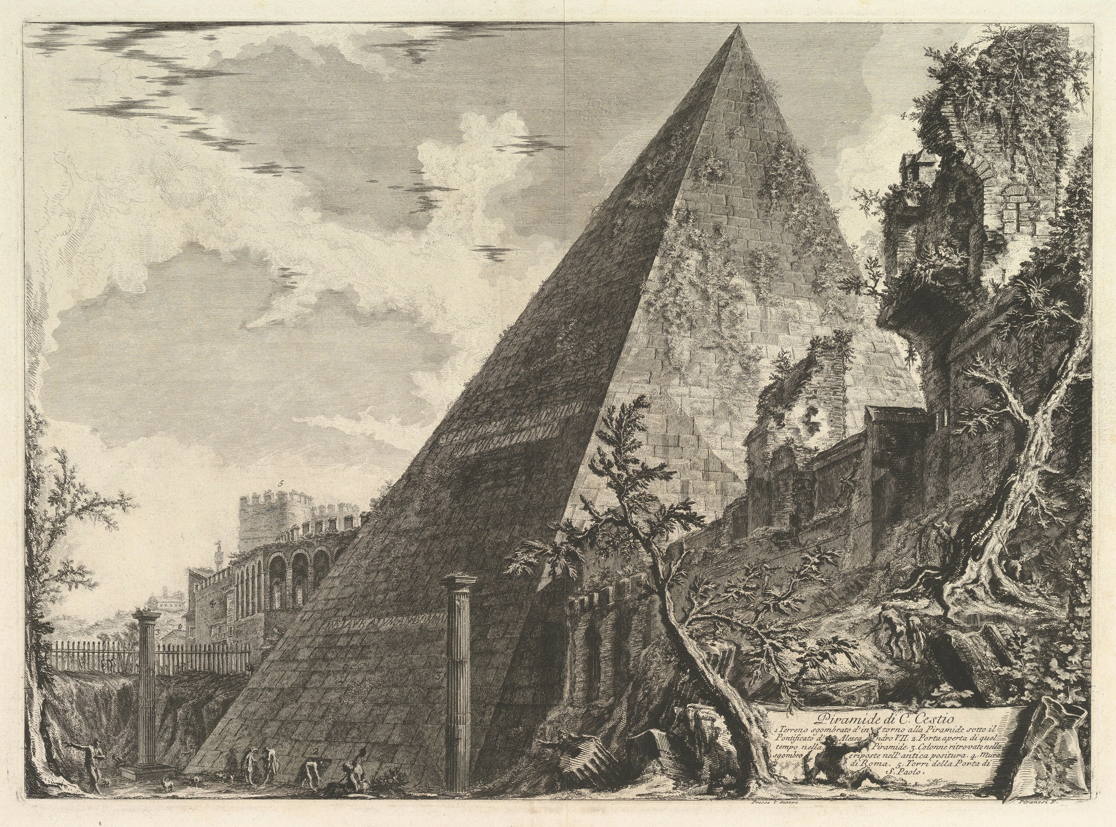 The Pyramid of Caius Cestius, Giovanni Battista Piranesi