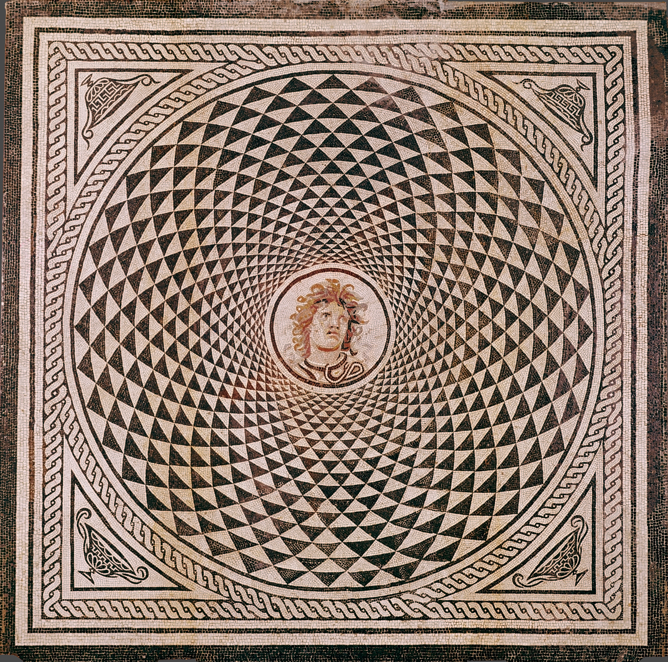 Mosaic Floor with Head of Medusa, zoomed in