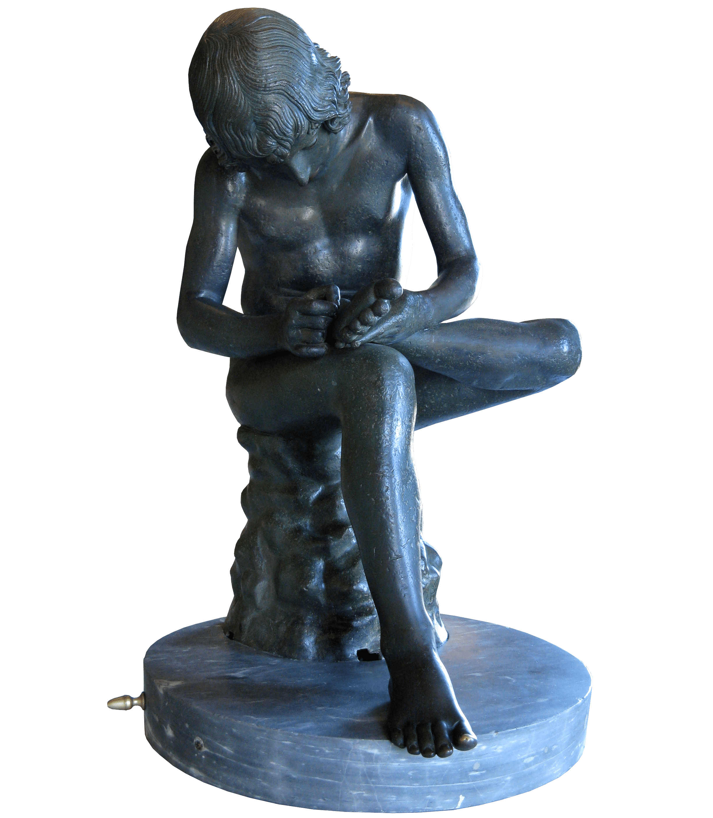 Boy with Thorn (Spinario), zoomed in