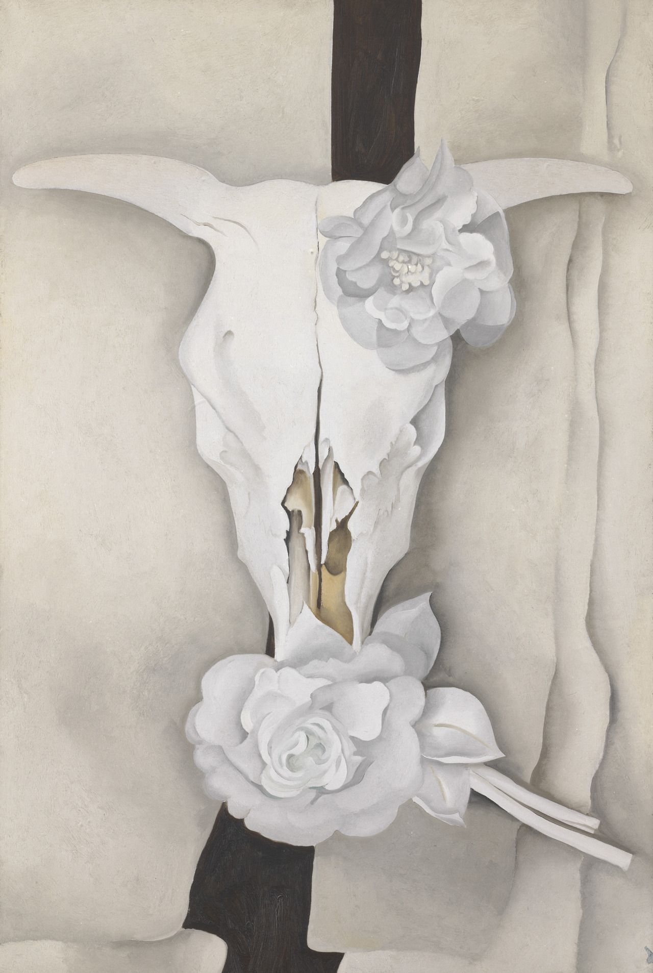 Cow's Skull with Calico Roses, zoomed in