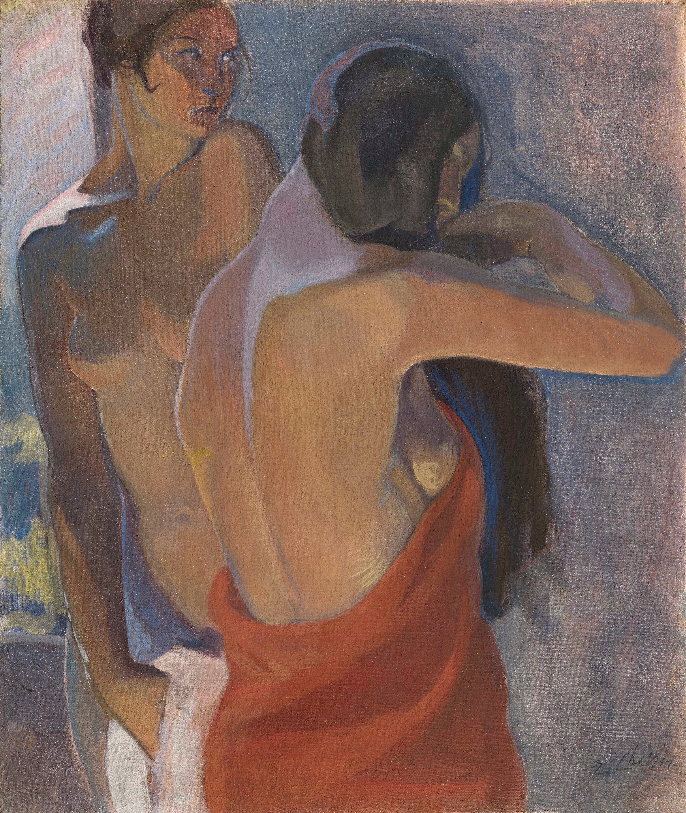 Two Nudes, Double Self-portrait, zoomed in