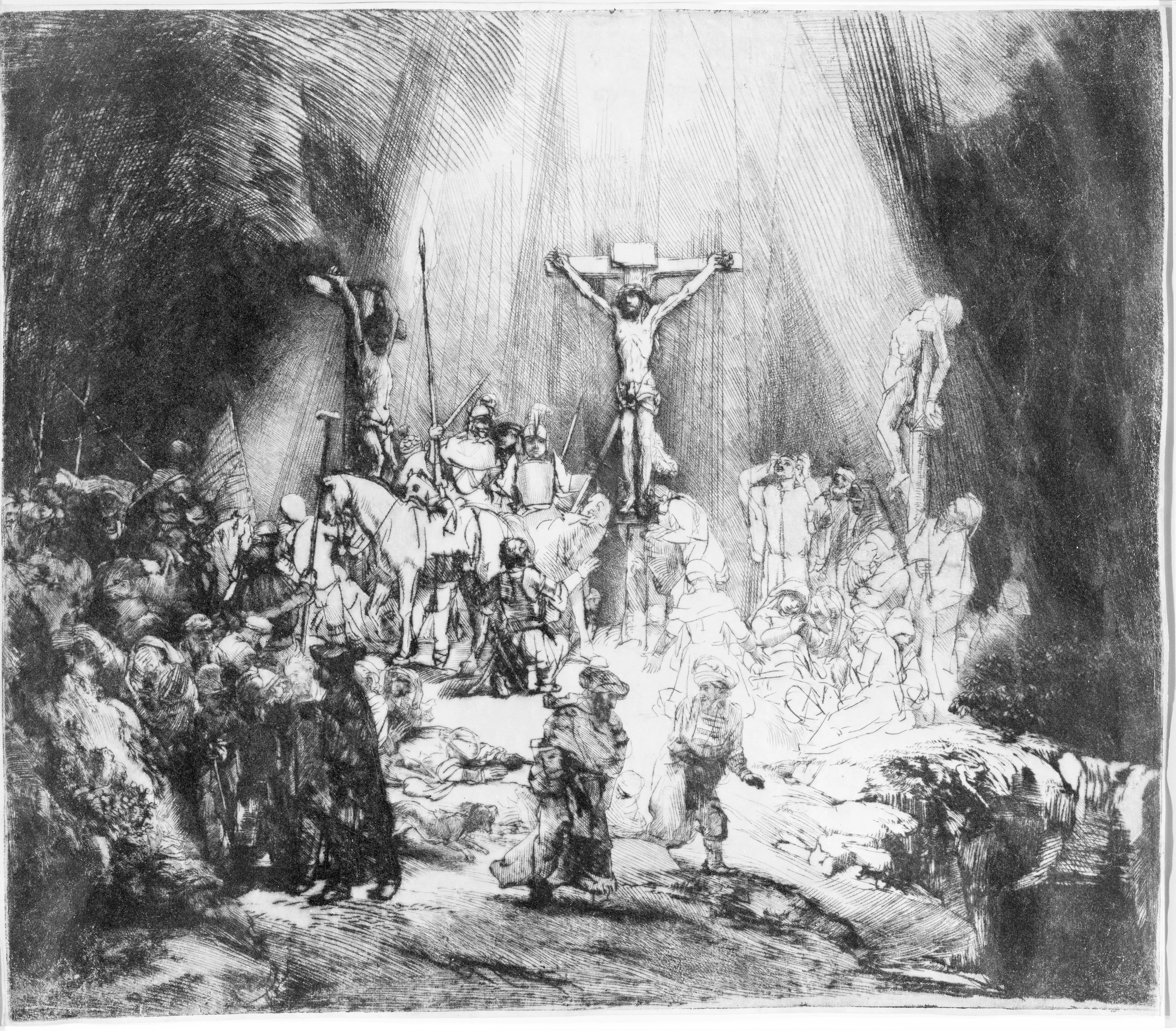 Christ Crucified between the Two Thieves: The Three Crosses, Rembrandt van Rijn