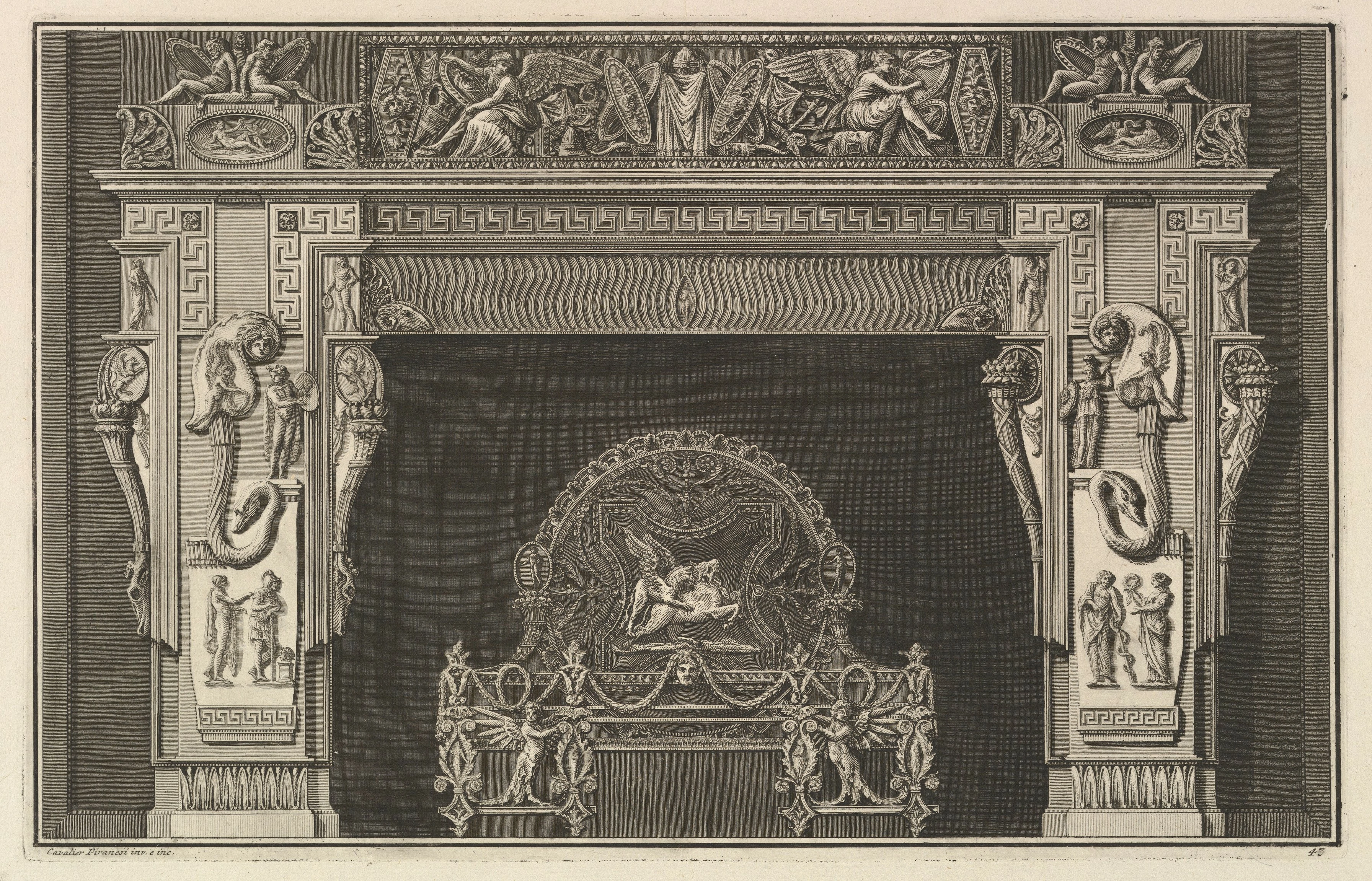Chimneypiece: Frieze of Trophies and Winged Victories, Giovanni Battista Piranesi