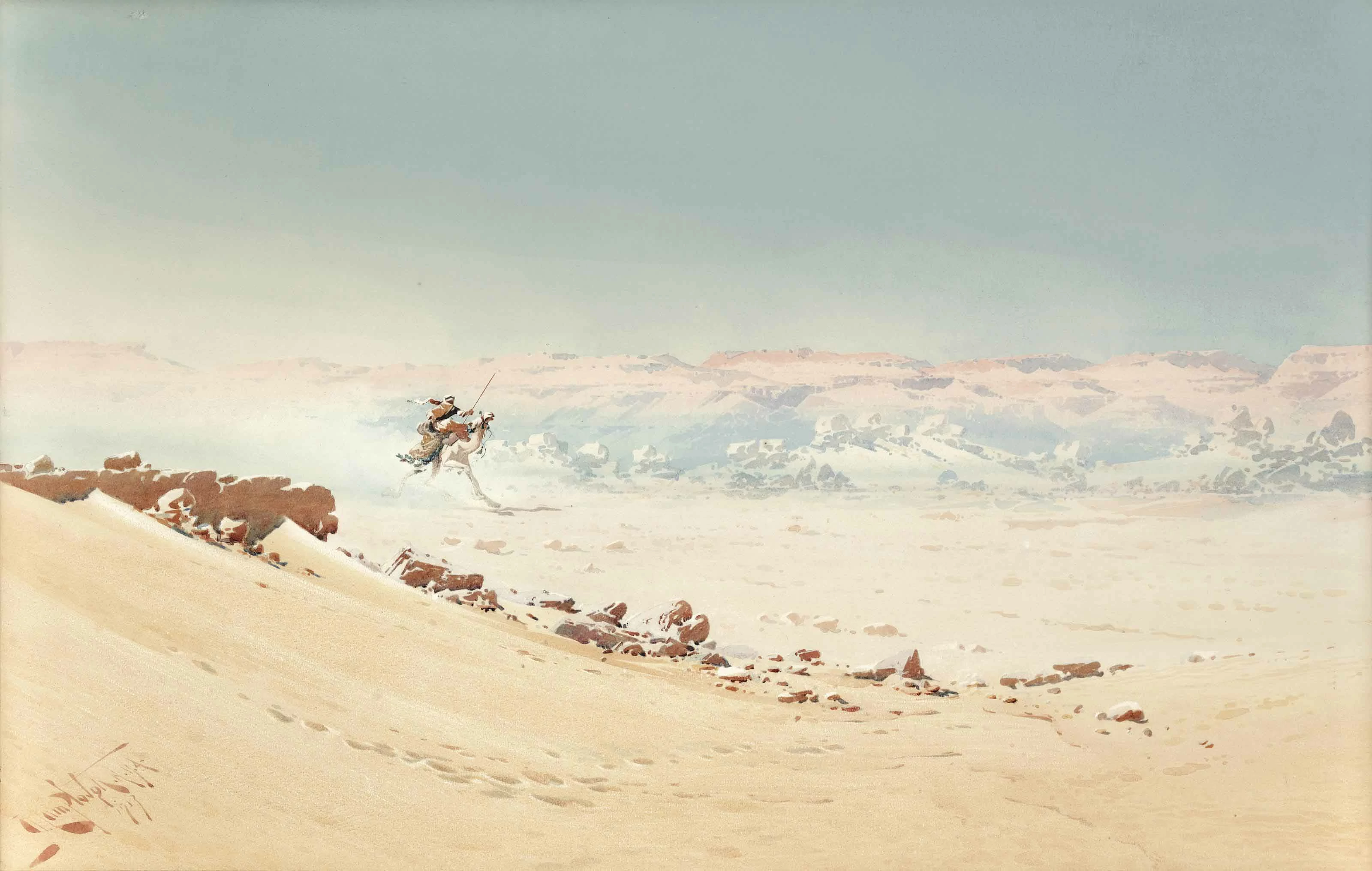 A rider in the desert, Augustus Osborne Lamplough