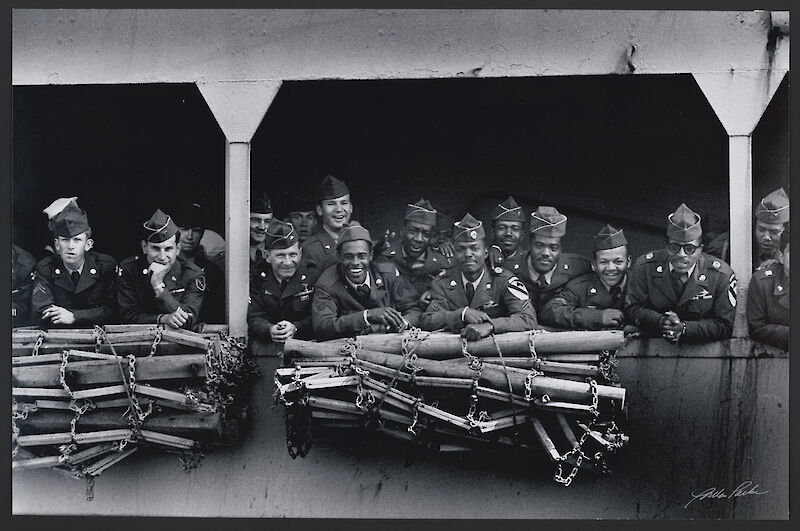 African American and White Soldiers aboard A Ship scale comparison