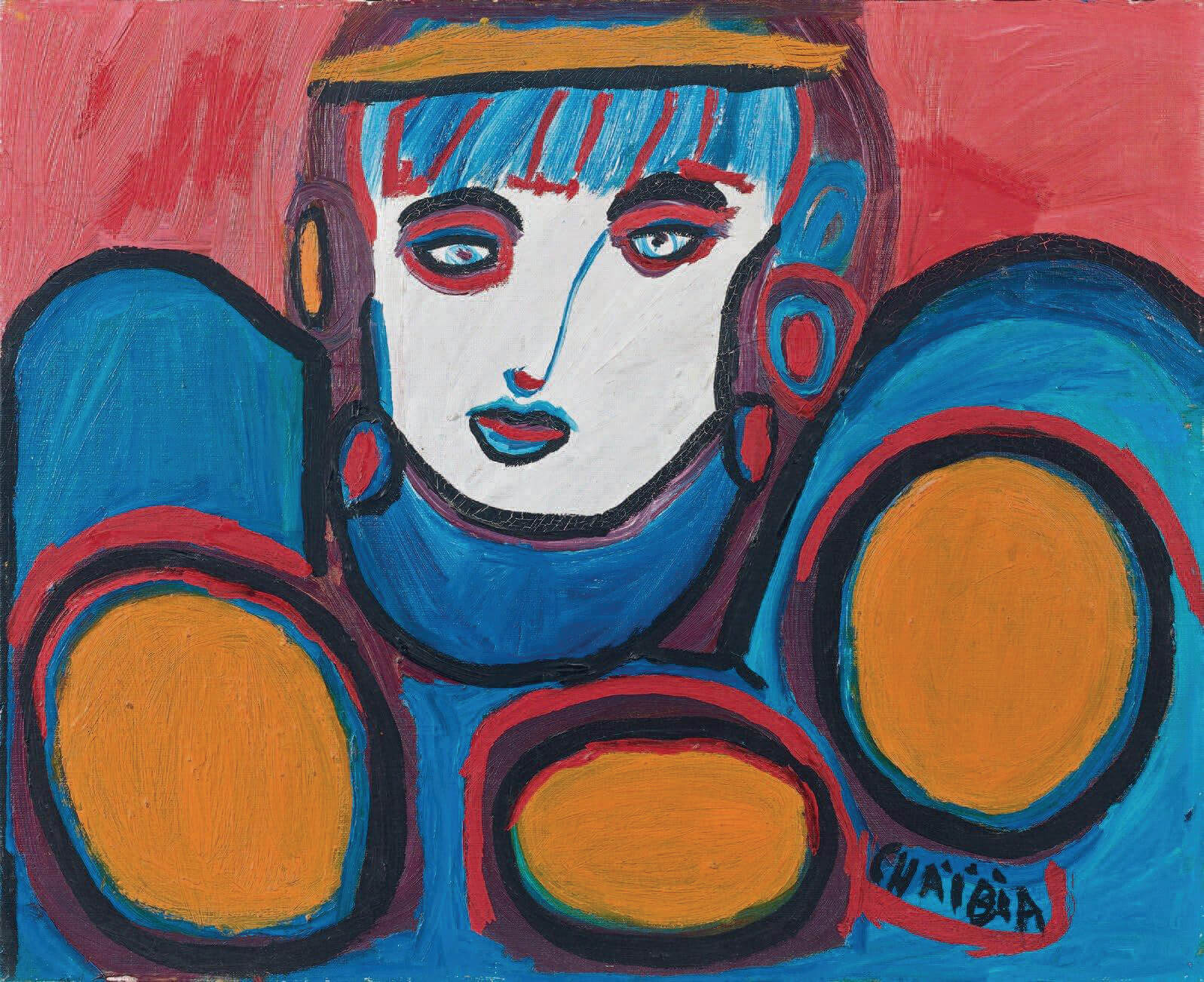 Woman with earrings, zoomed in