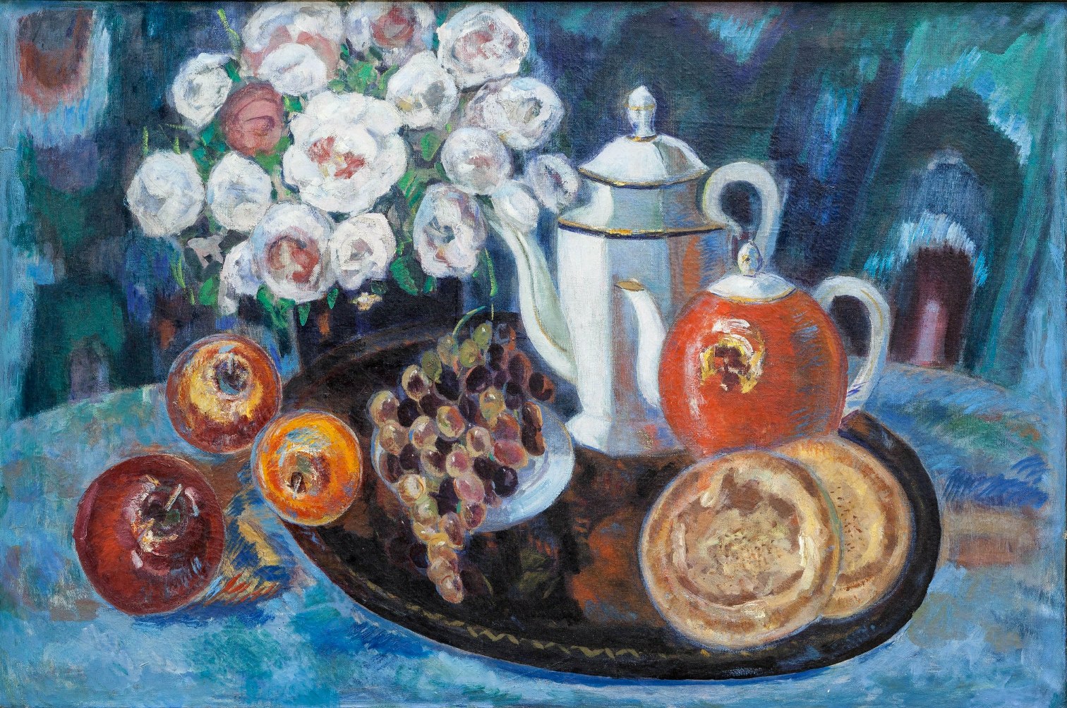 Still life with apples, zoomed in