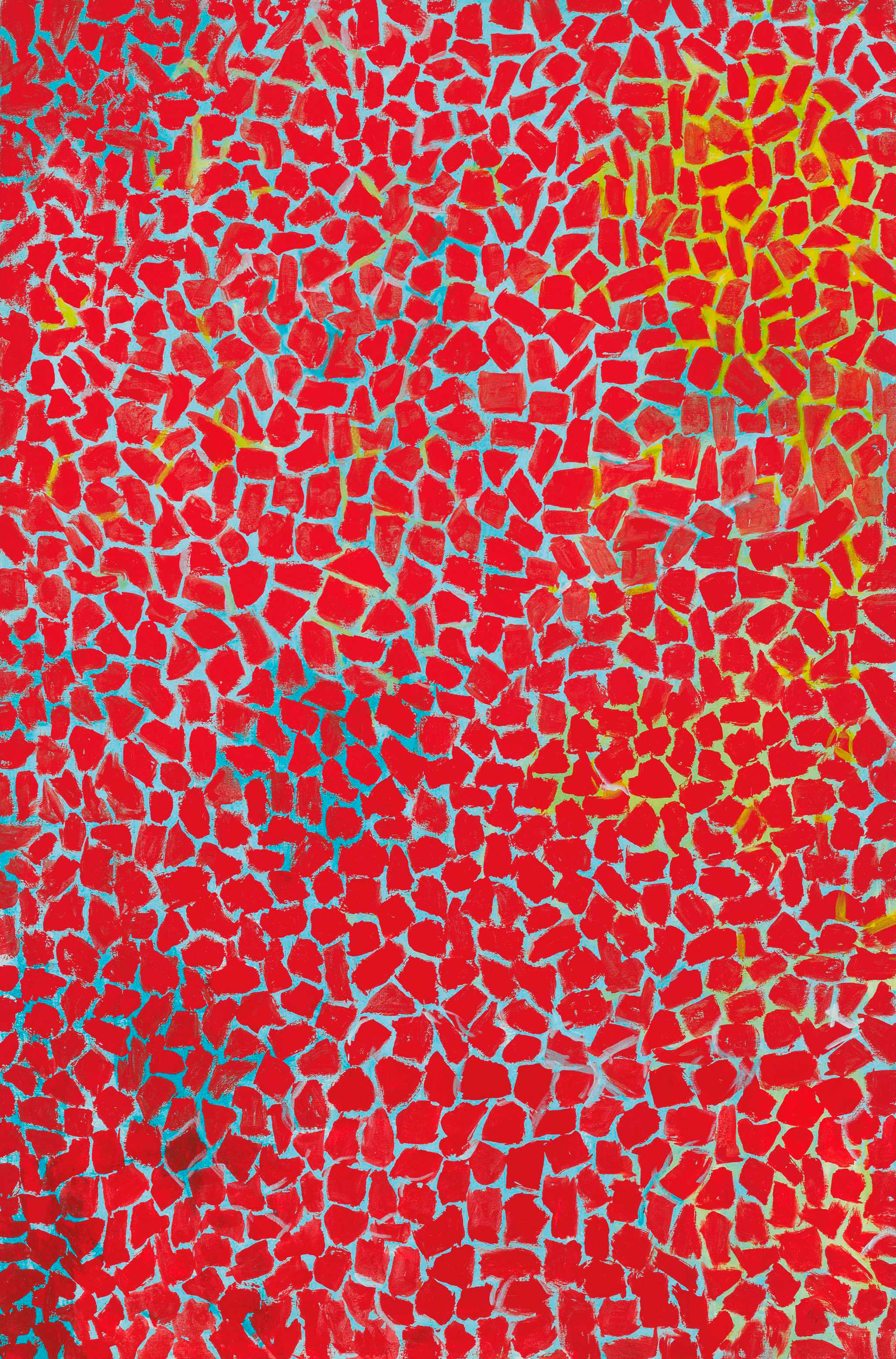 Red Rambling Rose Spring Song, zoomed in