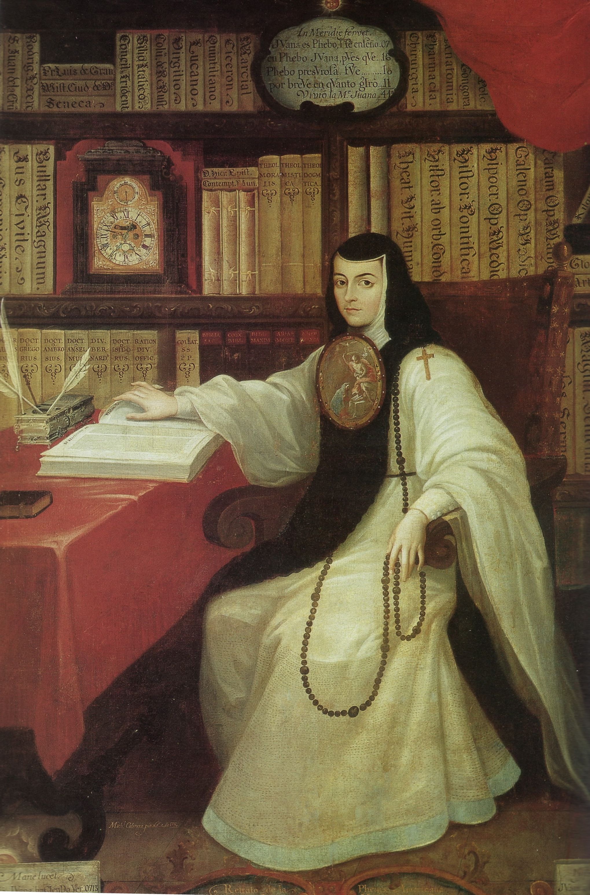 Portrait of Sor Juana Inés de la Cruz, zoomed in