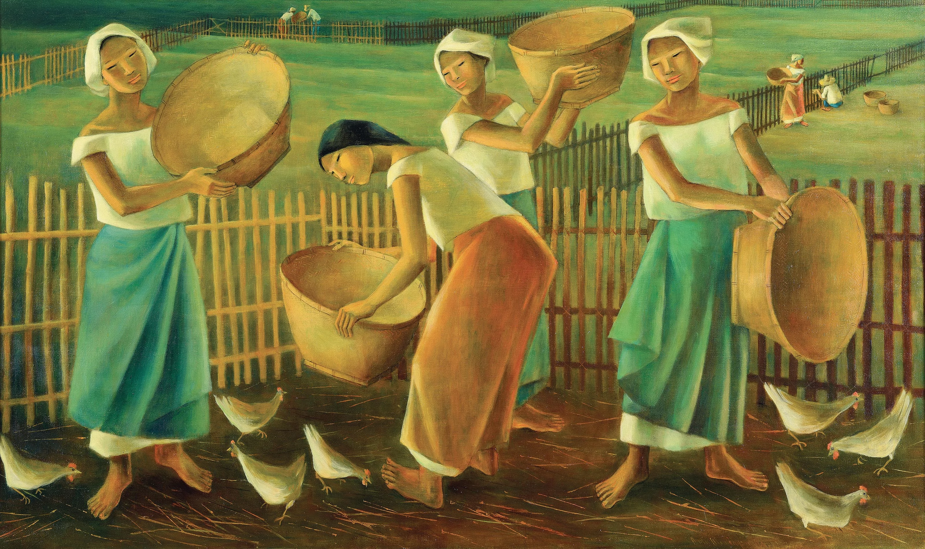 Women Feeding Chickens, Anita Magsaysay-Ho