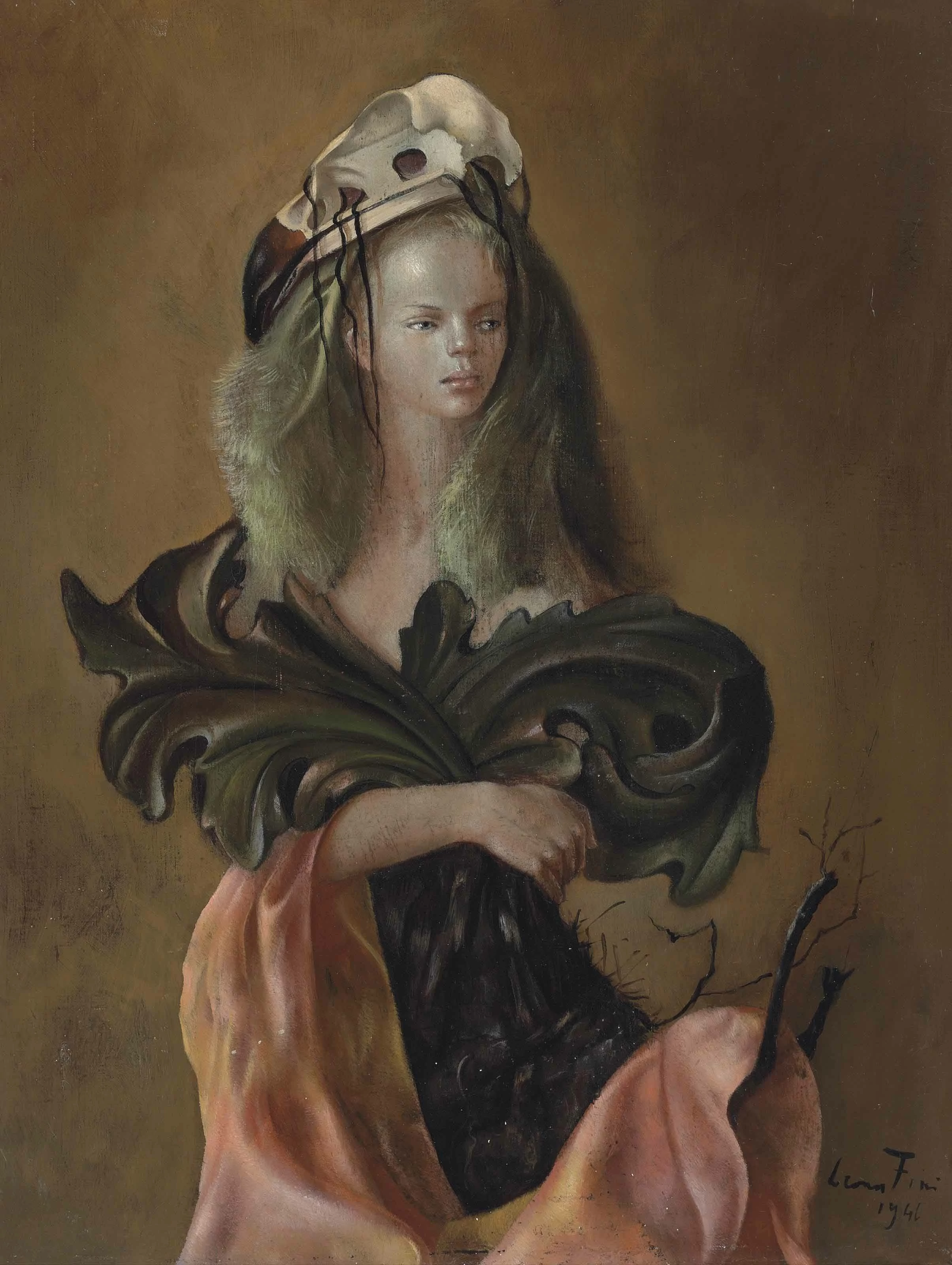 Portrait of a woman with acanthus leaves, Leonor Fini