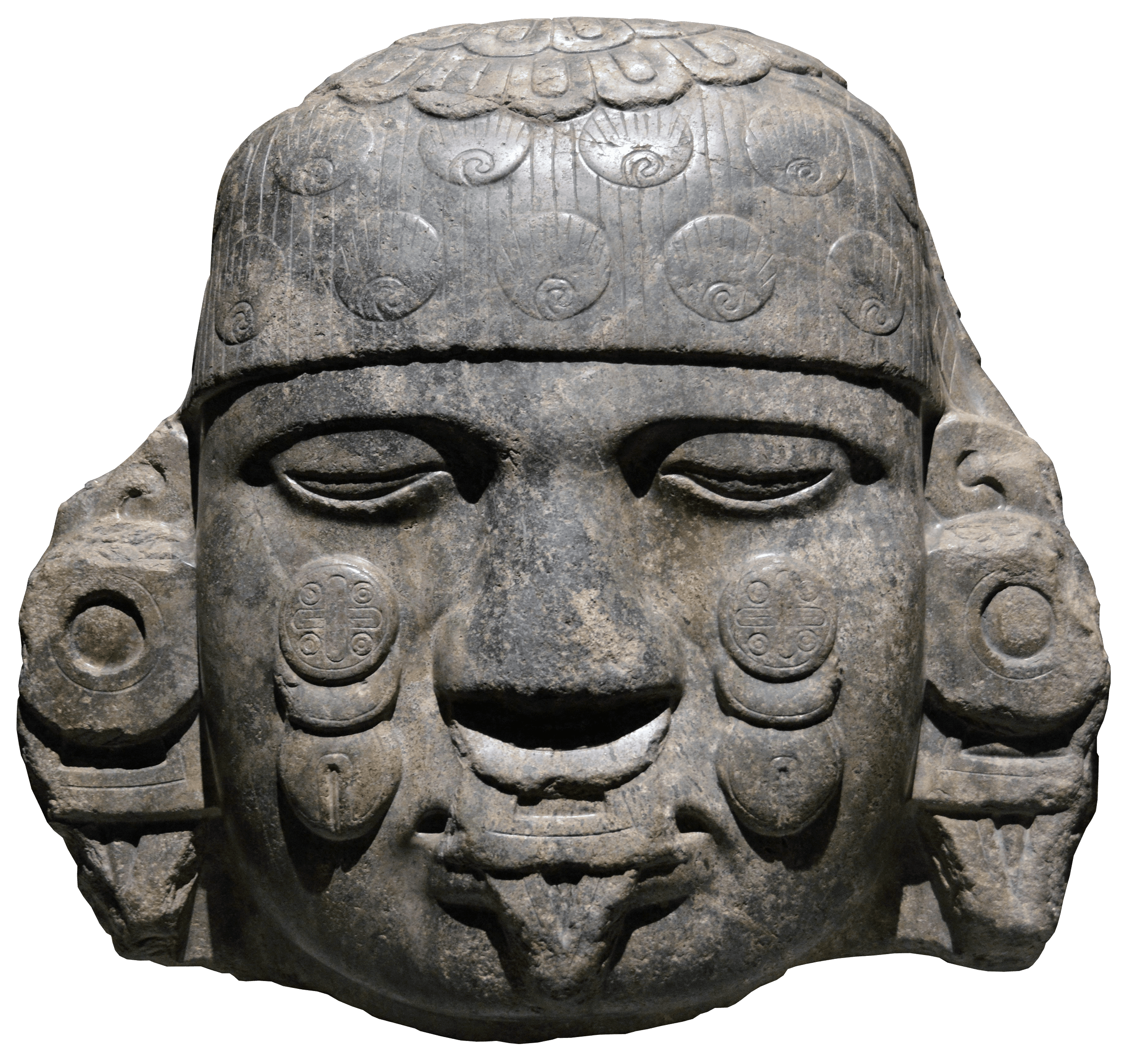 Head of Coyolxauhqui, zoomed in