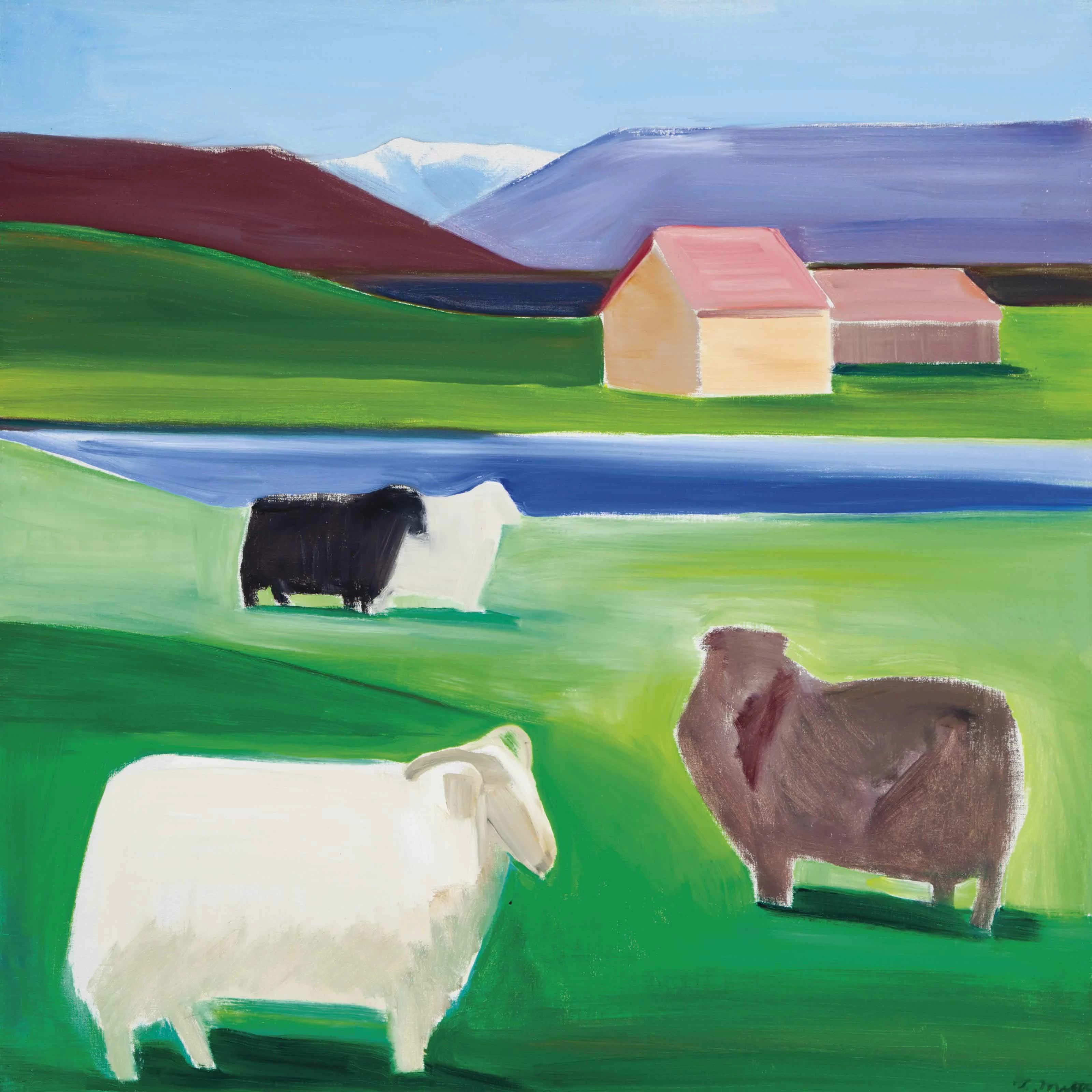 Icelandic landscape with sheep, Louisa Matthíasdóttir