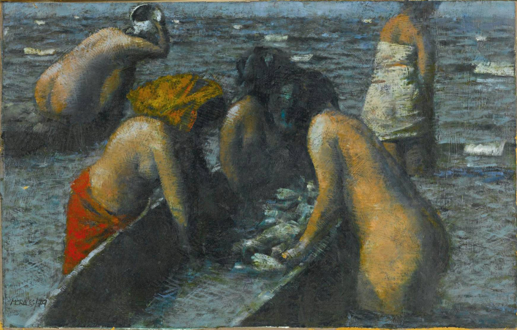 Pescadoras 2 (Fishermen), zoomed in