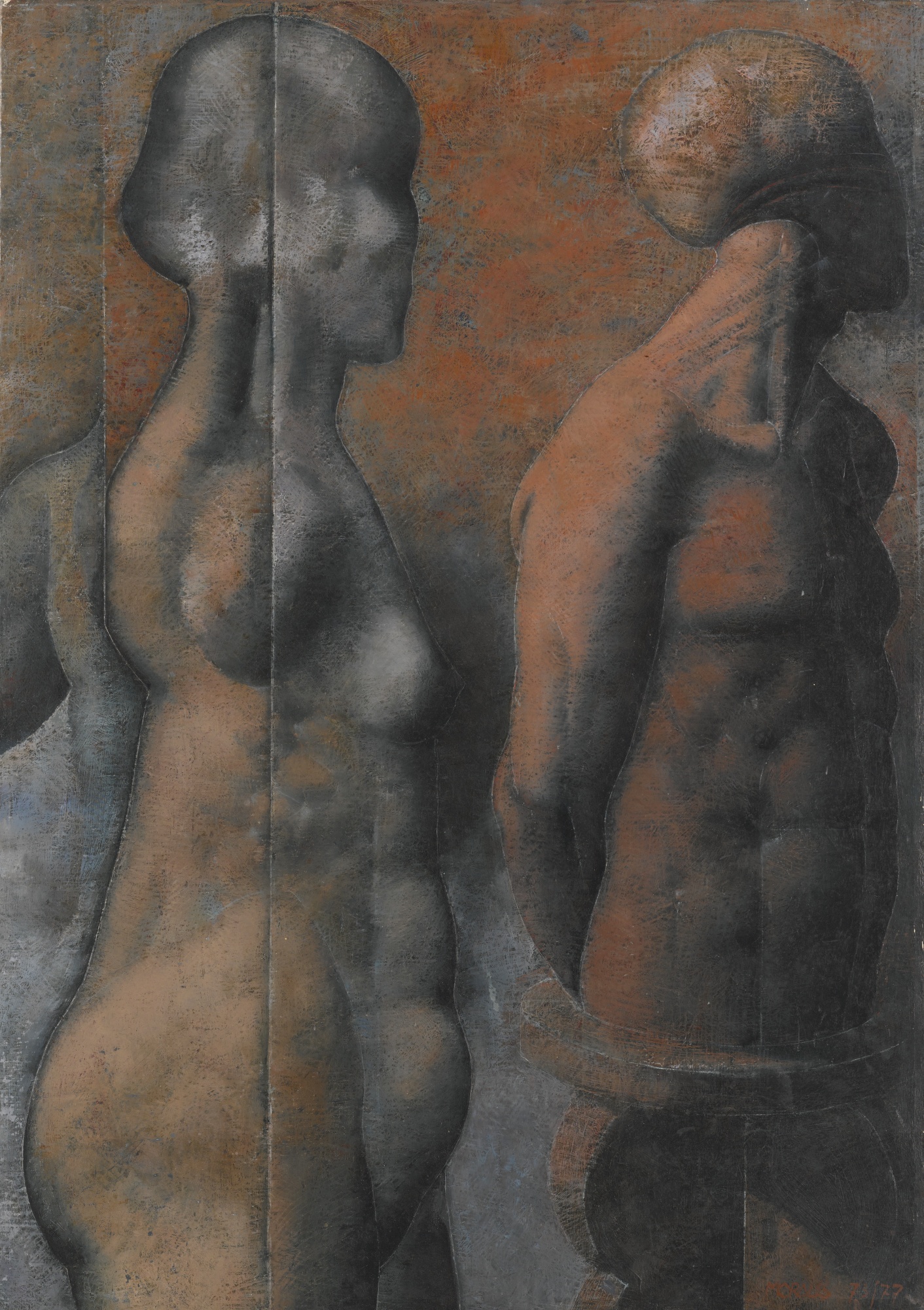 Study of Male and Female Torsos, zoomed in