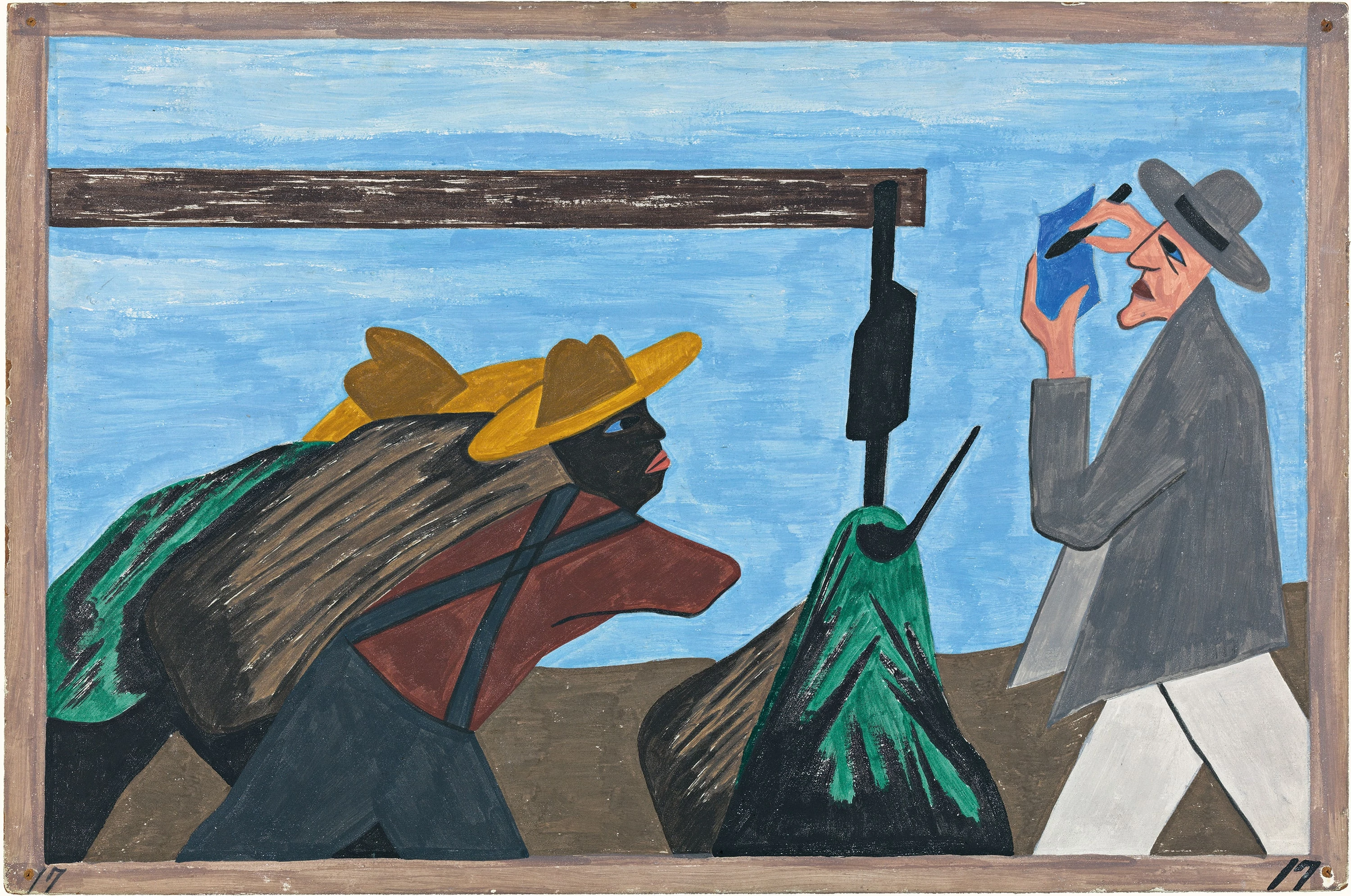Migration Series No.17:  Tenant farmers received harsh treatment at the hands of the planter, Jacob Lawrence